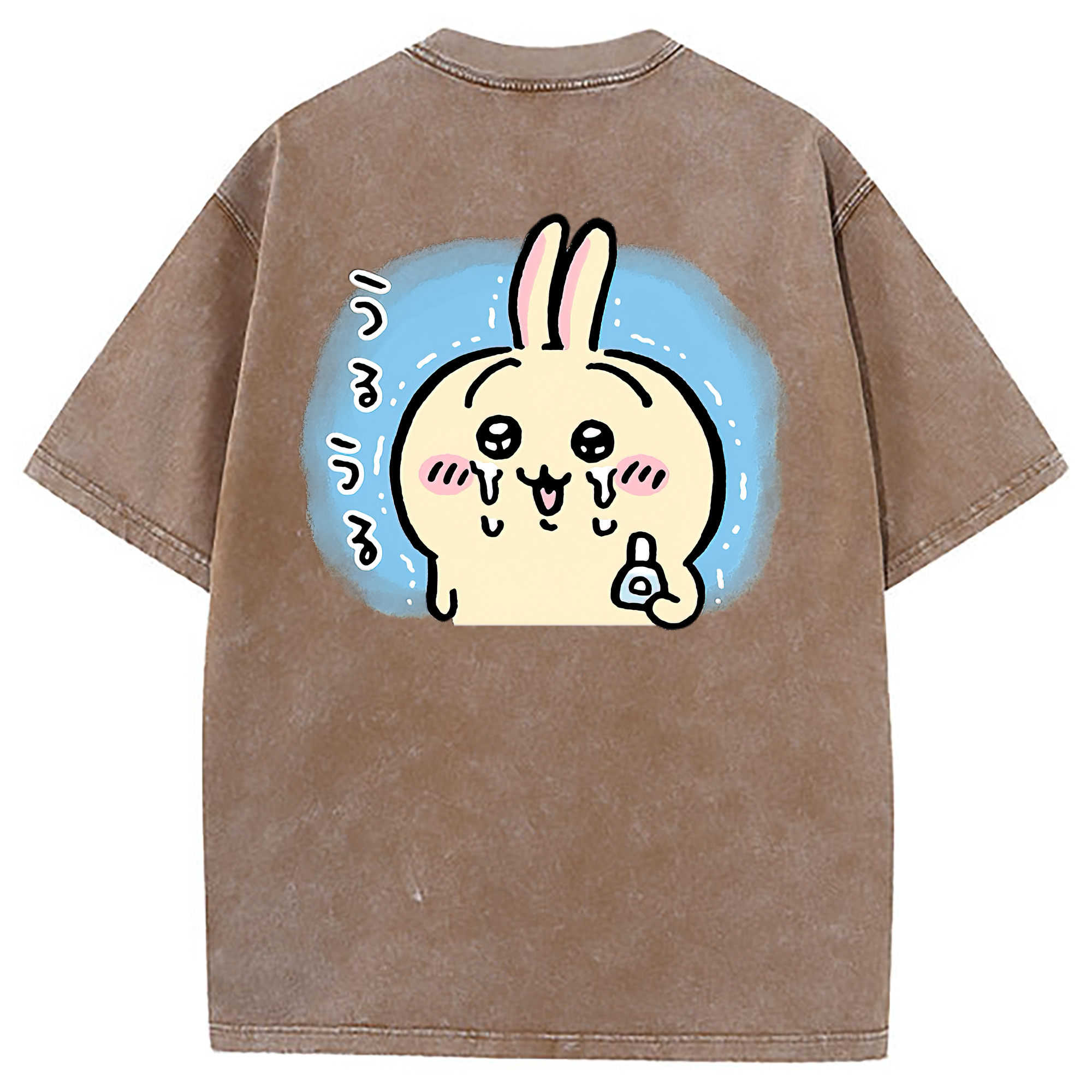 （画像用） ちいかわ うさぎ Chii-kawa usagi 綿100% ヴィンテージ風 半袖Tシャツ（背面プリント）