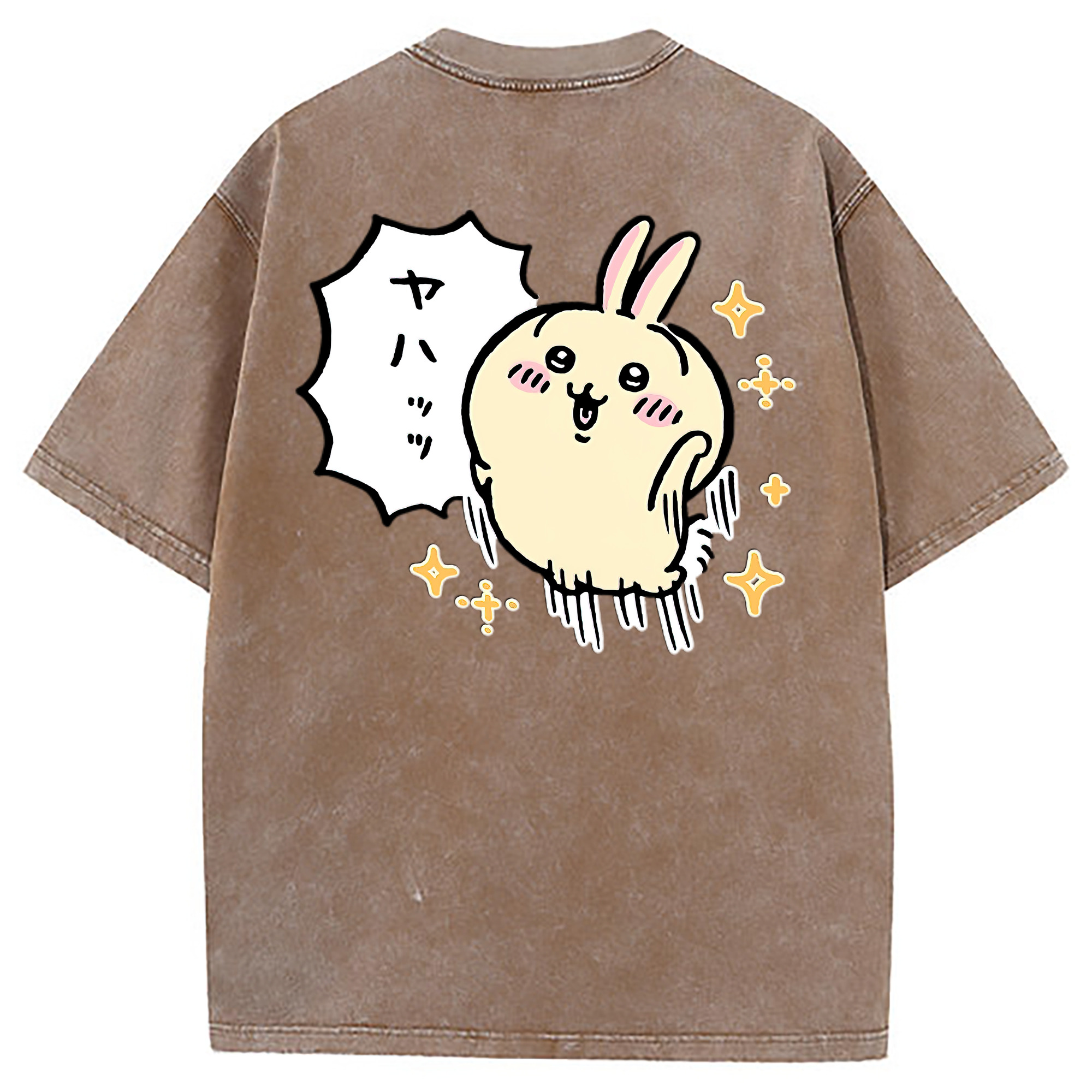 （画像用） ちいかわ うさぎ Chii-kawa usagi 綿100% ヴィンテージ風 半袖Tシャツ（背面プリント）