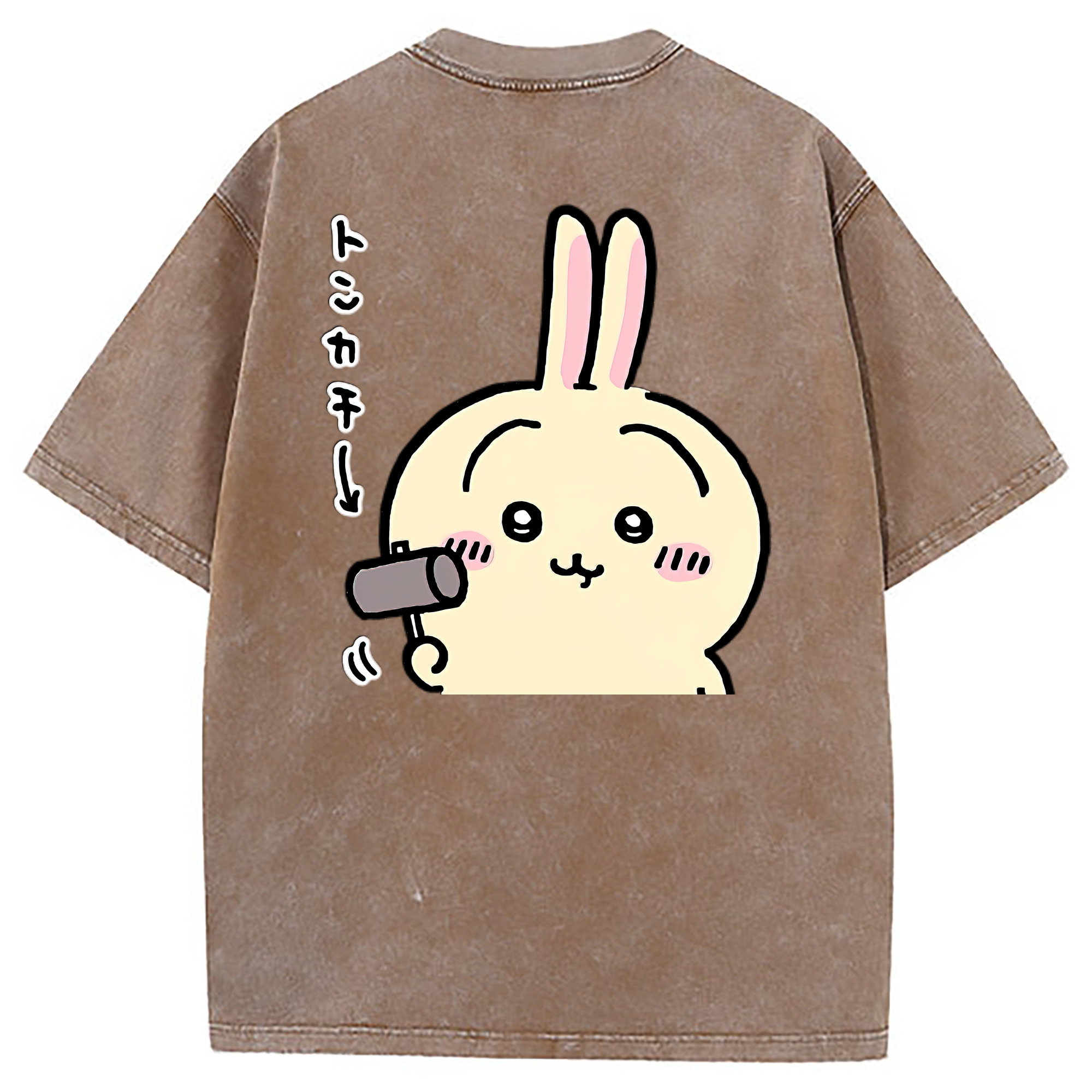 （画像用） ちいかわ うさぎ Chii-kawa usagi 綿100% ヴィンテージ風 半袖Tシャツ（背面プリント）