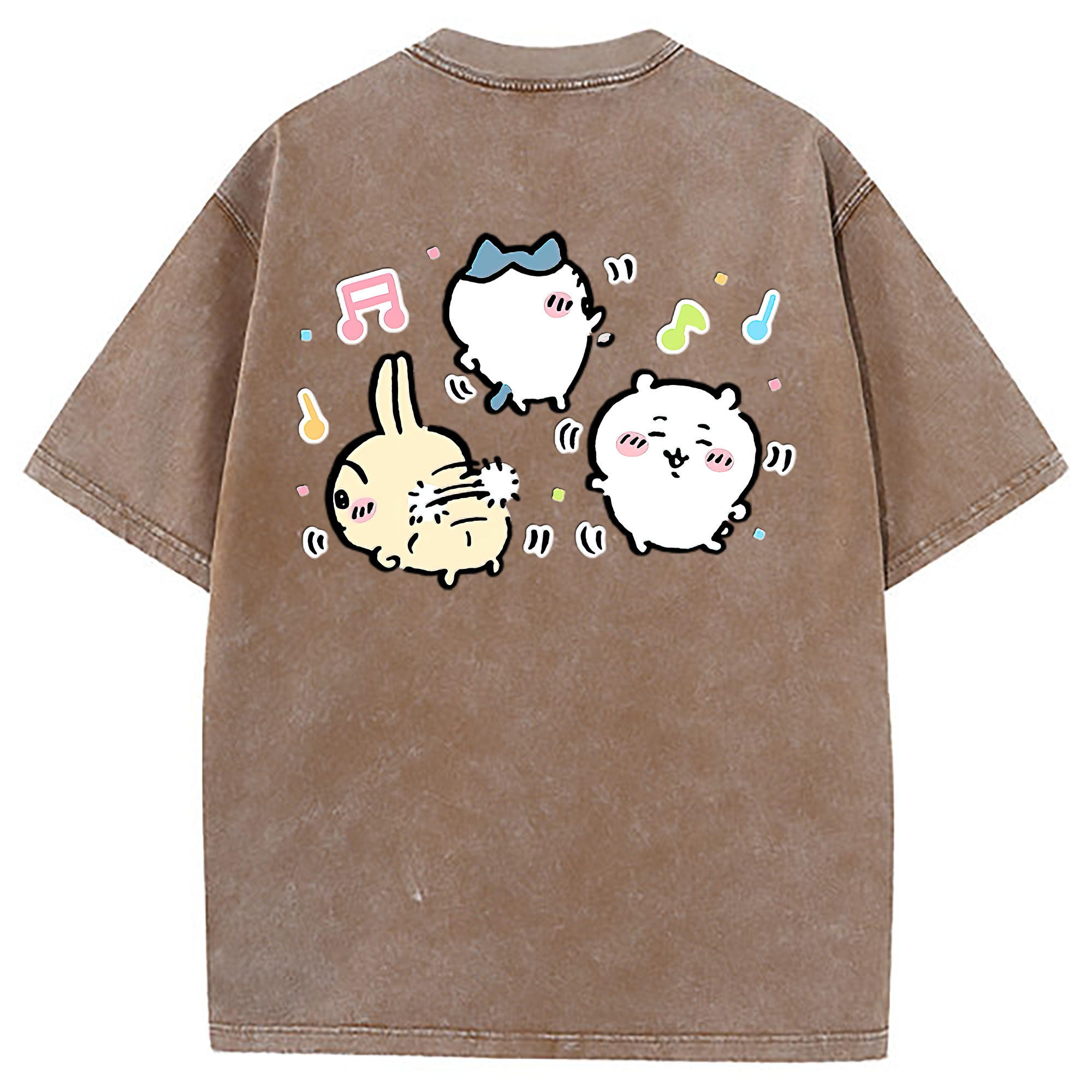 （画像用） ちいかわ うさぎ Chii-kawa usagi 綿100% ヴィンテージ風 半袖Tシャツ（背面プリント）