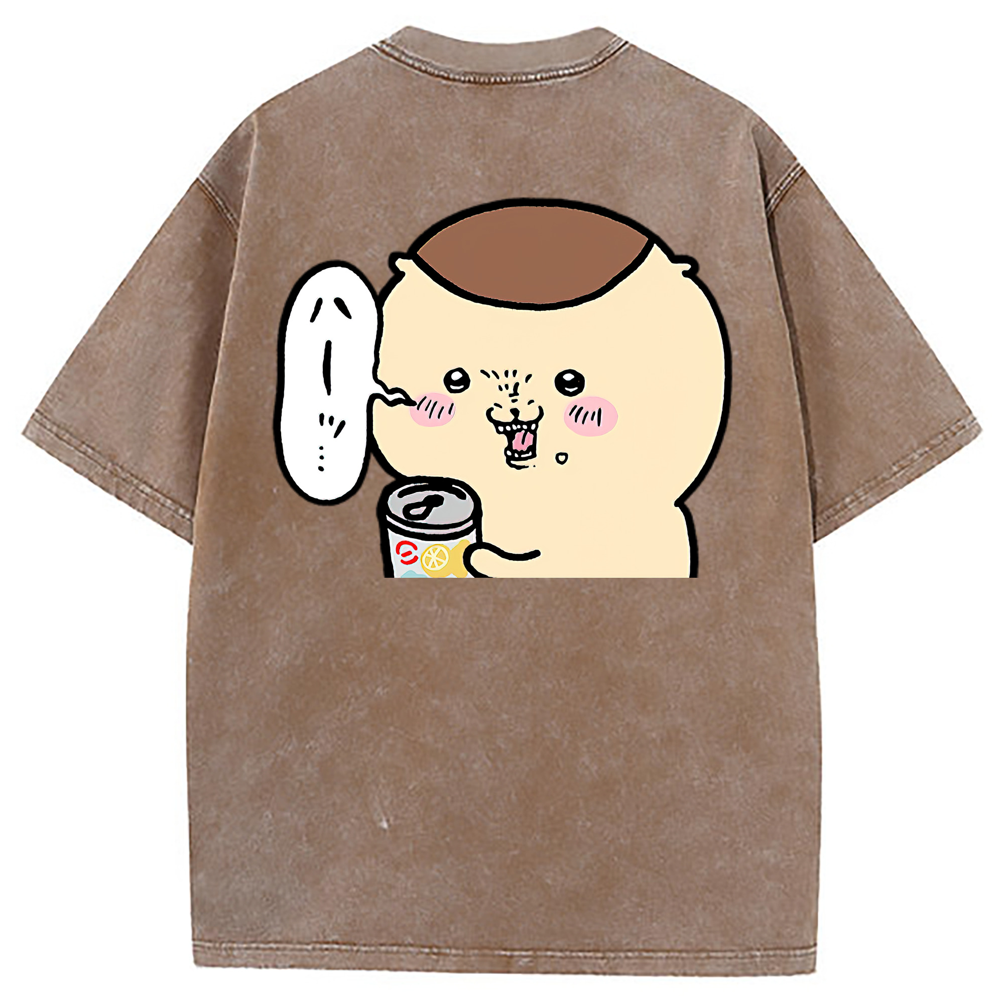 （画像用） ちいかわ くりまんじゅう Chii-kawa kuri manjū 綿100% ヴィンテージ風 半袖Tシャツ（背面プリント）