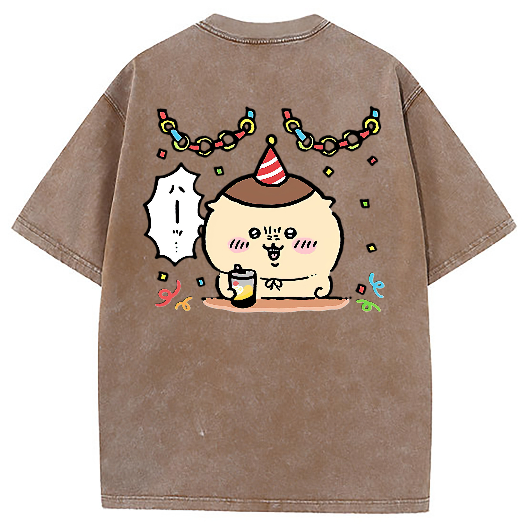 （画像用） ちいかわ くりまんじゅう Chii-kawa kuri manjū 綿100% ヴィンテージ風 半袖Tシャツ（背面プリント）