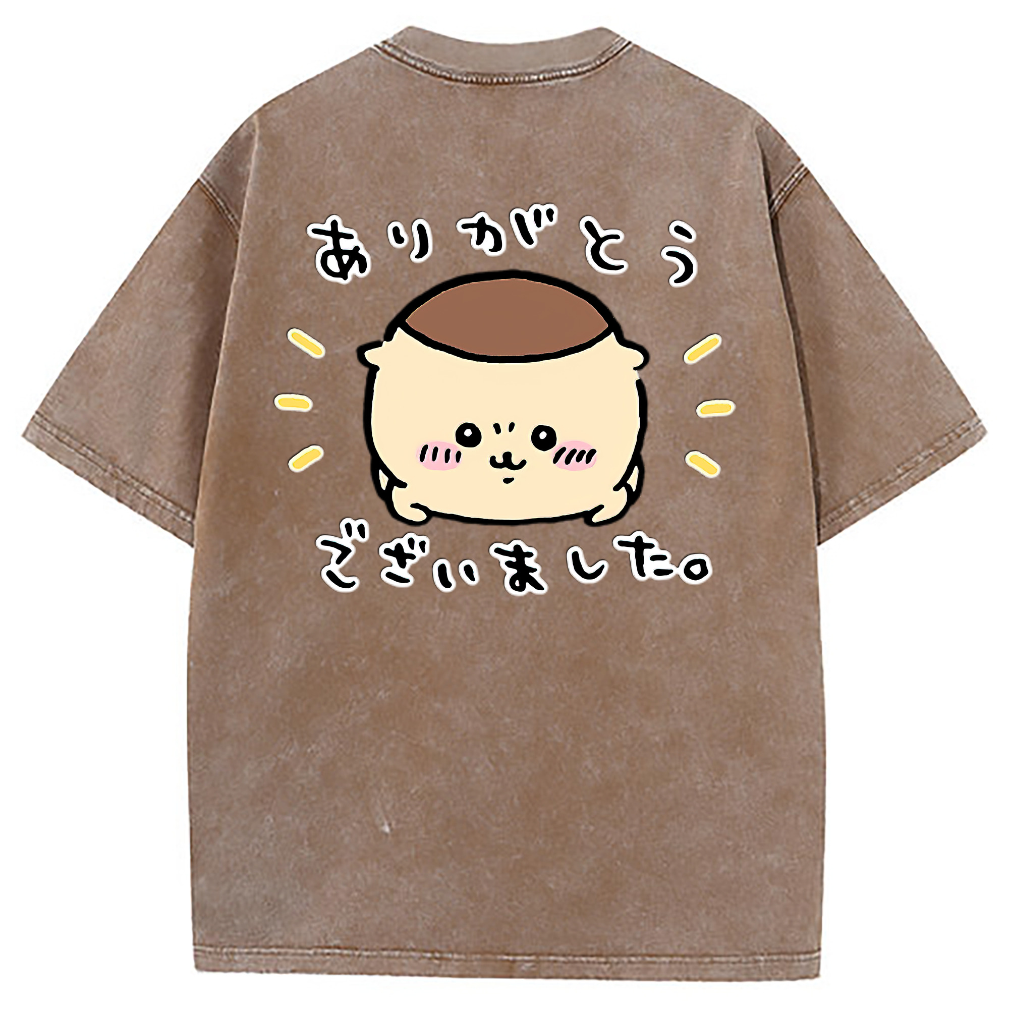 （画像用） ちいかわ くりまんじゅう Chii-kawa kuri manjū 綿100% ヴィンテージ風 半袖Tシャツ（背面プリント）
