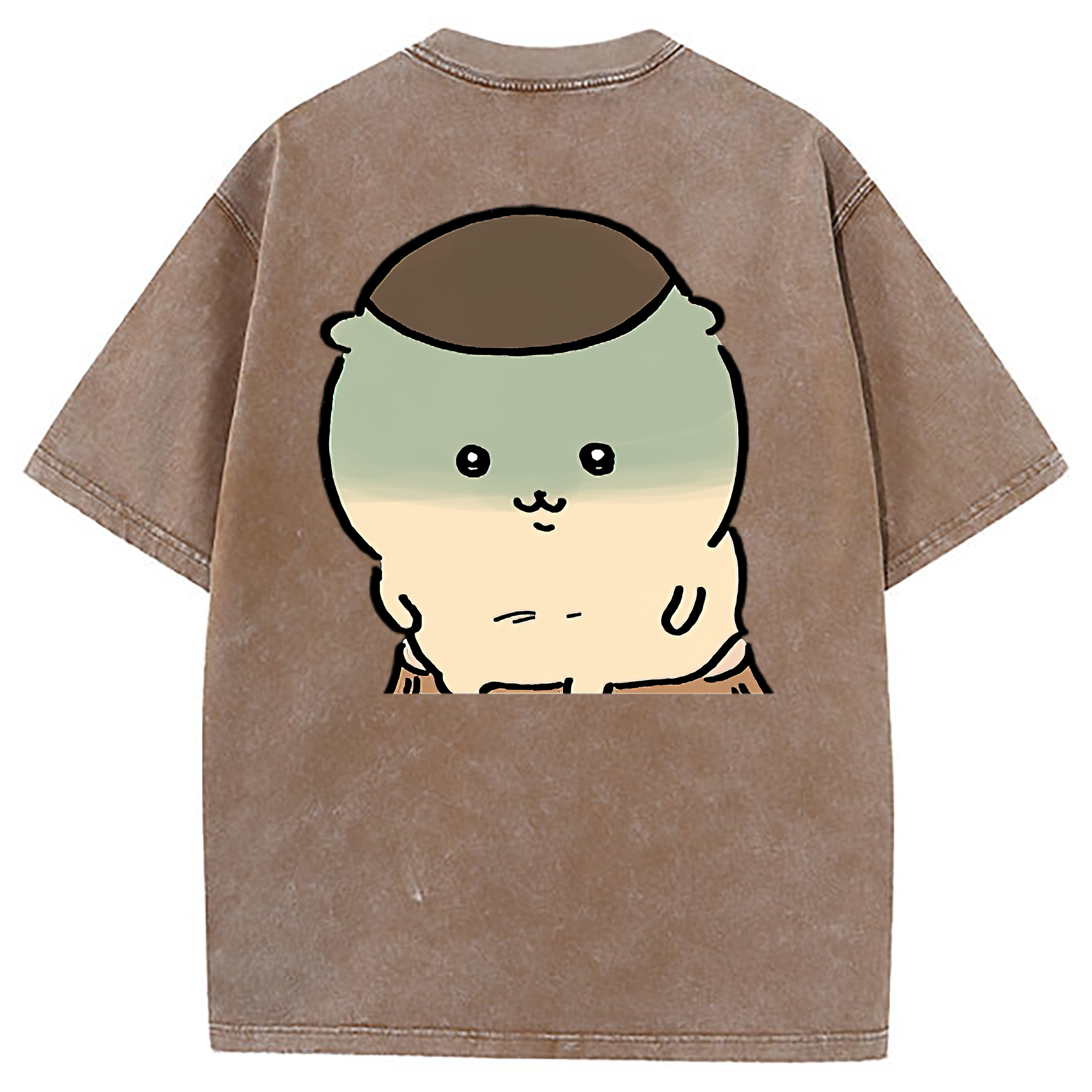 （画像用） ちいかわ くりまんじゅう Chii-kawa kuri manjū 綿100% ヴィンテージ風 半袖Tシャツ（背面プリント）
