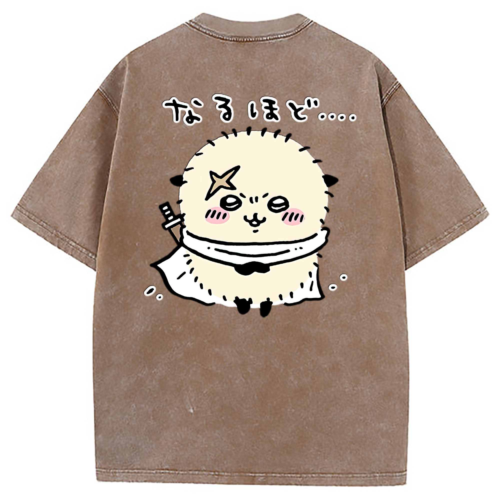 （画像用） ちいかわ ラッコ Chii-kawa Sea otter 綿100% ヴィンテージ風 半袖Tシャツ（背面プリント）