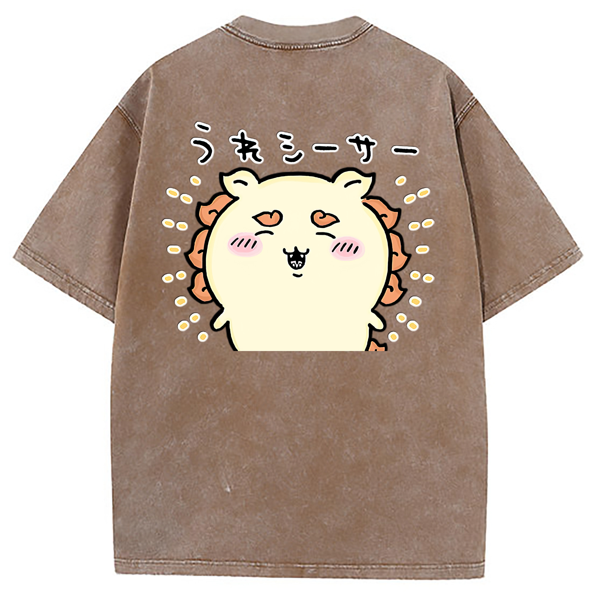 （画像用） ちいかわ シーサー Chii-kawa Shisa 綿100% ヴィンテージ風 半袖Tシャツ（背面プリント）