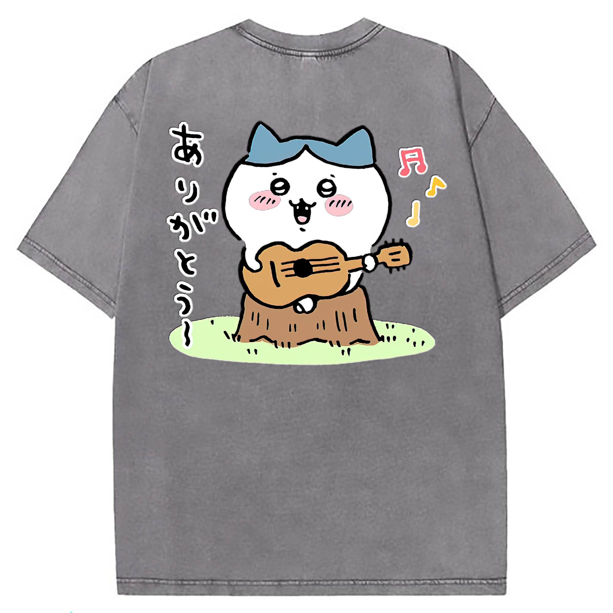 （画像用） ちいかわ ハチワレ Chii-kawa hachiware 綿100% ヴィンテージ風 半袖Tシャツ（背面プリント）