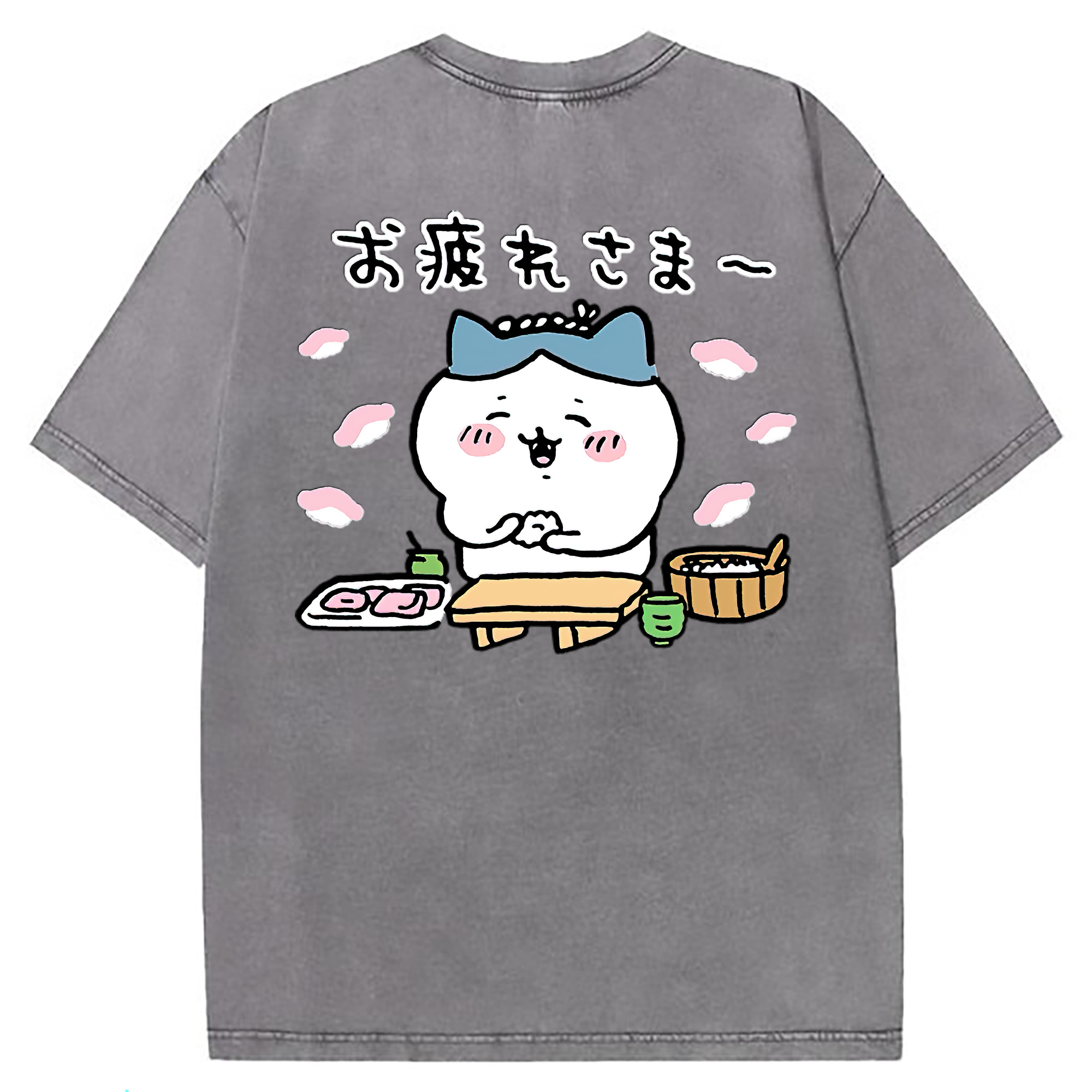 （画像用） ちいかわ ハチワレ Chii-kawa hachiware 綿100% ヴィンテージ風 半袖Tシャツ（背面プリント）