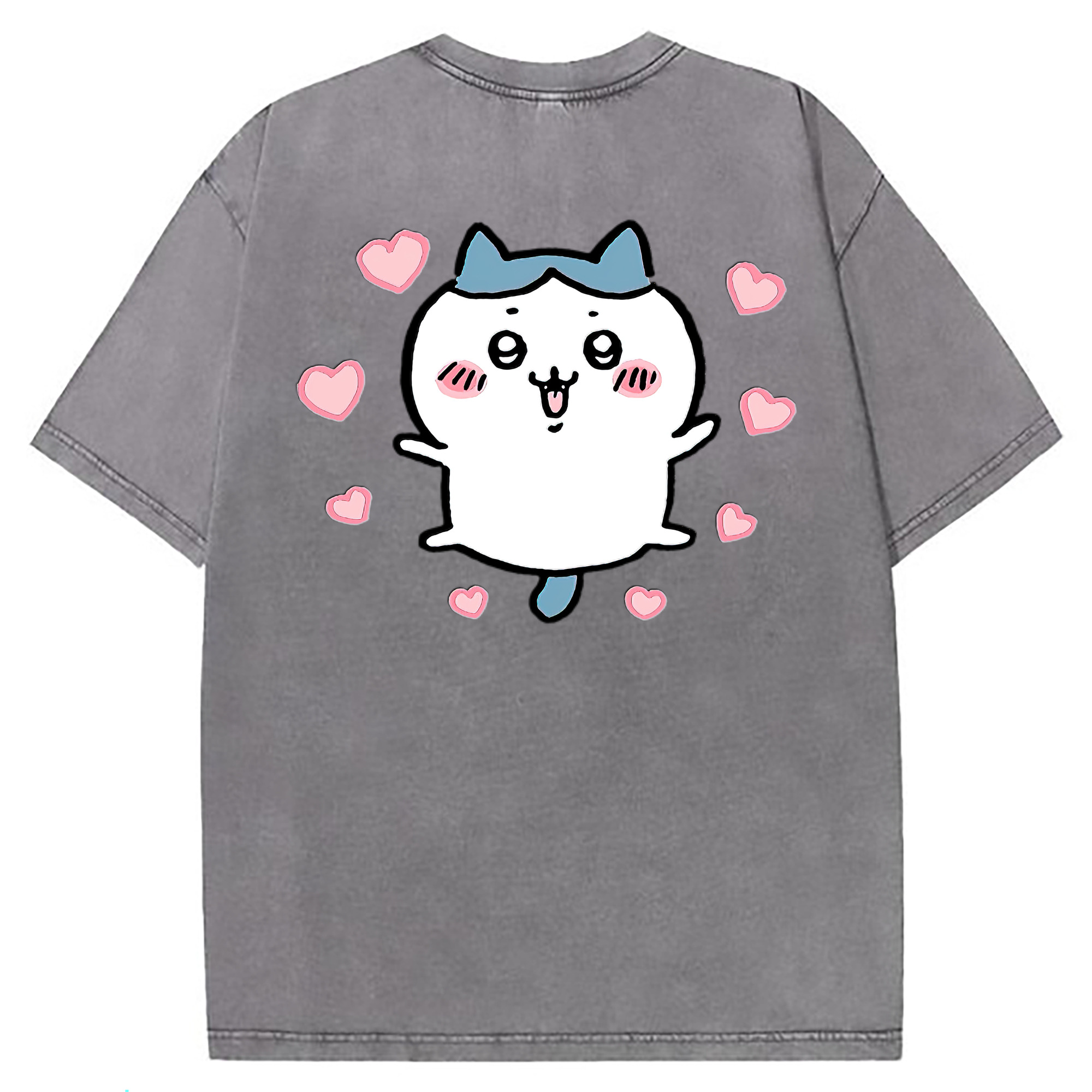 （画像用） ちいかわ ハチワレ Chii-kawa hachiware 綿100% ヴィンテージ風 半袖Tシャツ（背面プリント）