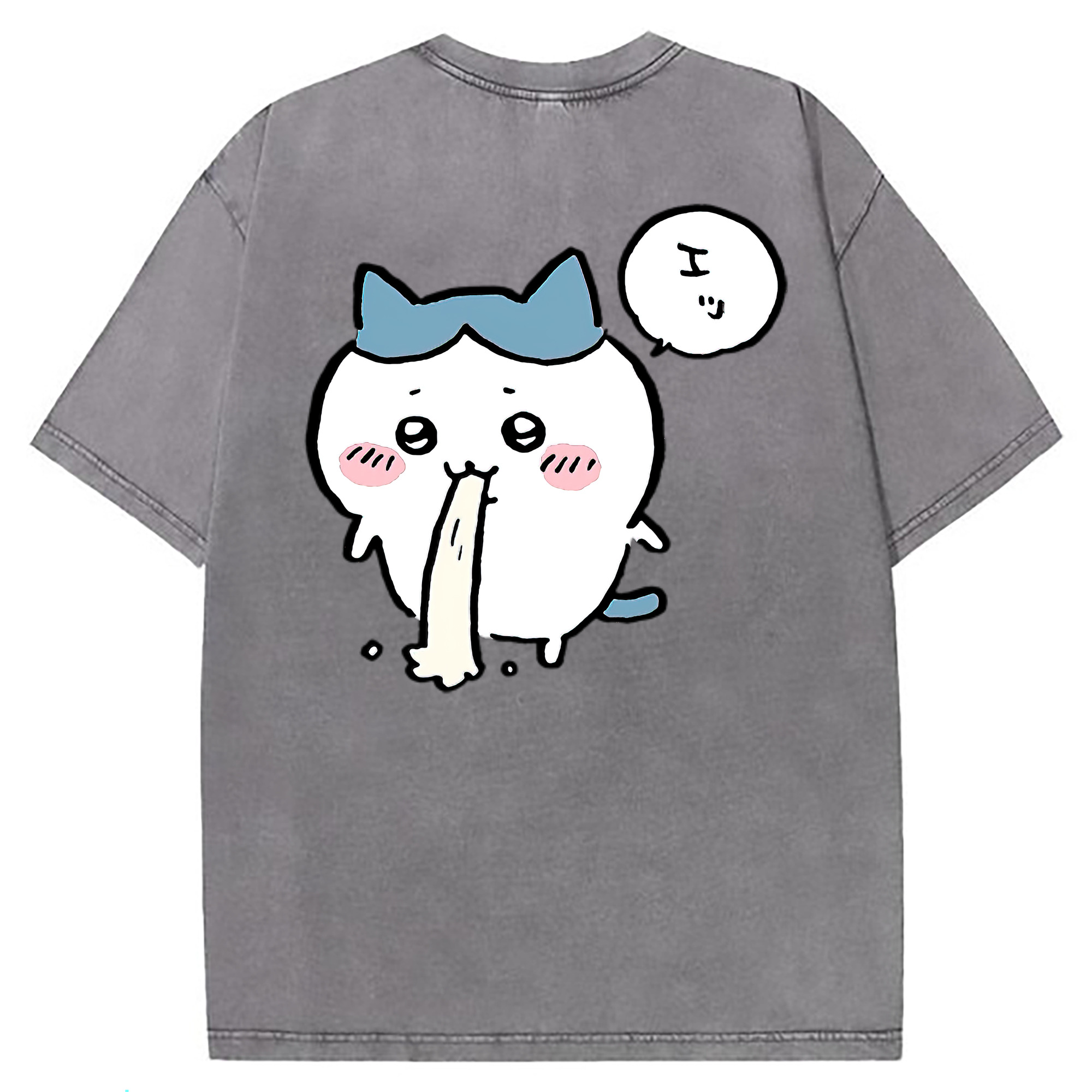 （画像用） ちいかわ ハチワレ Chii-kawa hachiware 綿100% ヴィンテージ風 半袖Tシャツ（背面プリント）