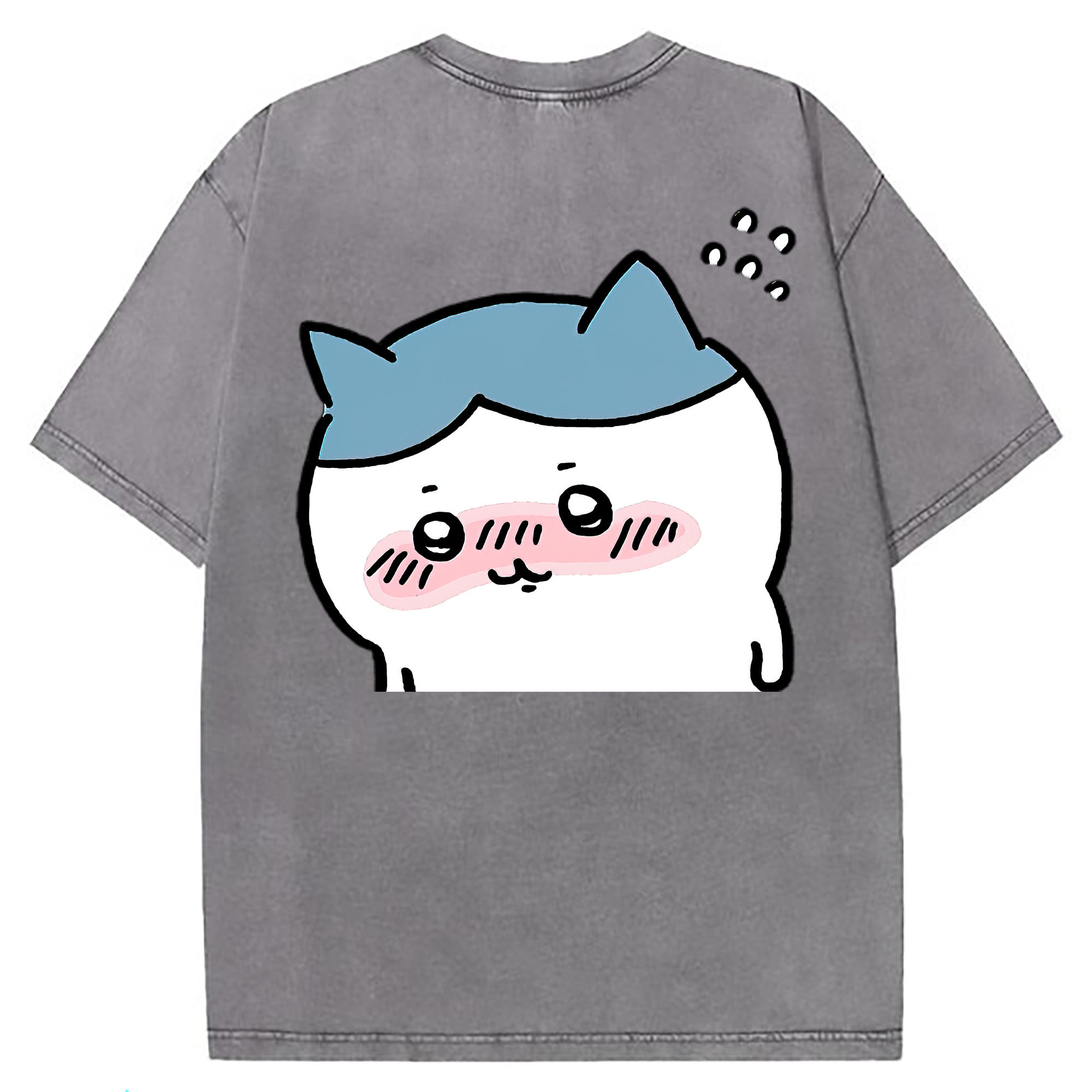 （画像用） ちいかわ ハチワレ Chii-kawa hachiware 綿100% ヴィンテージ風 半袖Tシャツ（背面プリント）