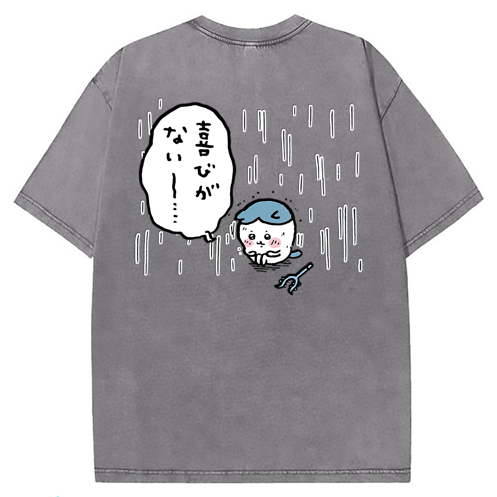 （画像用） ちいかわ ハチワレ Chii-kawa hachiware 綿100% ヴィンテージ風 半袖Tシャツ（背面プリント）