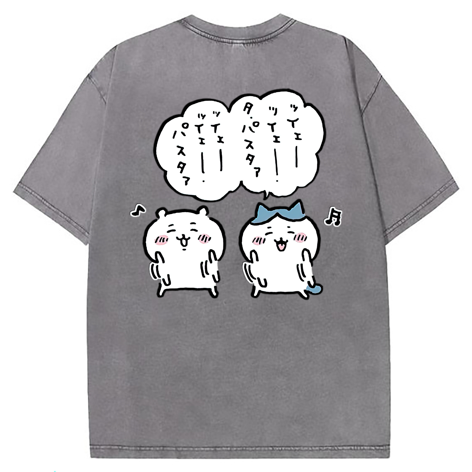 （画像用） ちいかわ ハチワレ Chii-kawa hachiware 綿100% ヴィンテージ風 半袖Tシャツ（背面プリント）