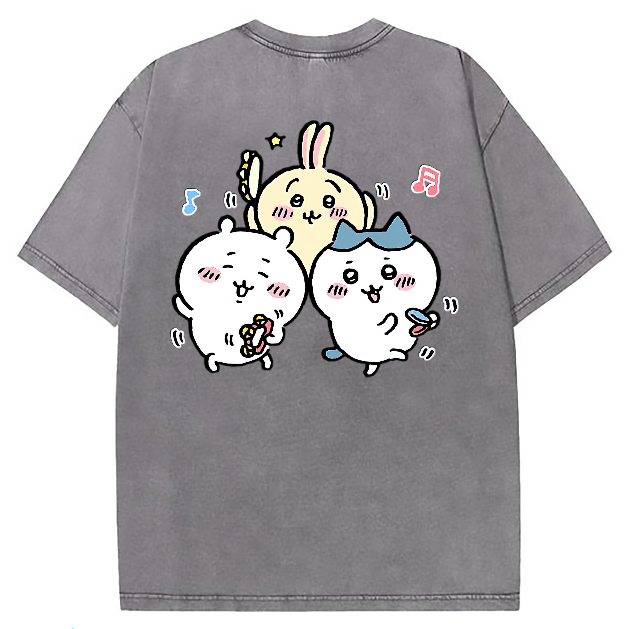 （画像用） ちいかわ ハチワレ Chii-kawa hachiware 綿100% ヴィンテージ風 半袖Tシャツ（背面プリント）