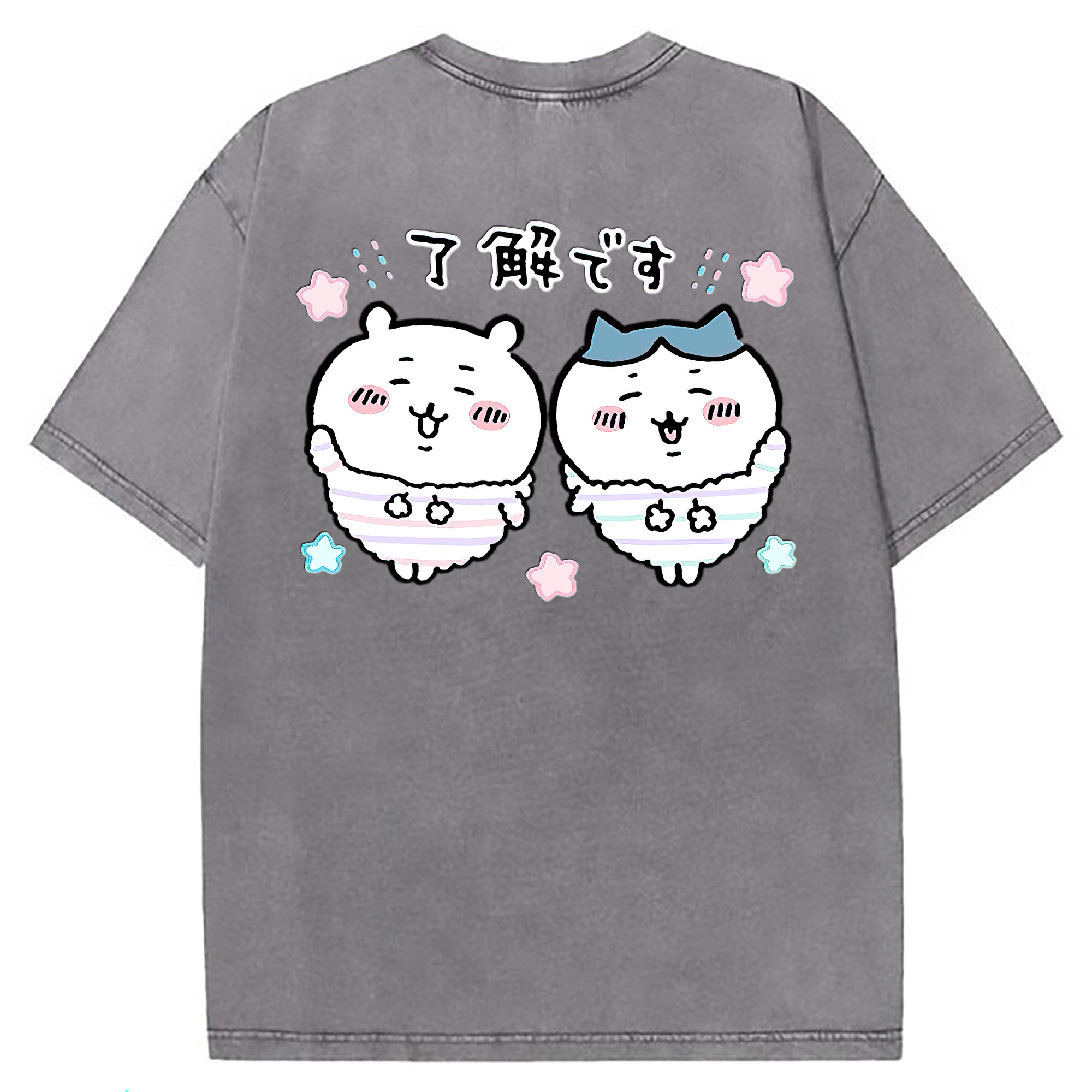 （画像用） ちいかわ ハチワレ Chii-kawa hachiware 綿100% ヴィンテージ風 半袖Tシャツ（背面プリント）