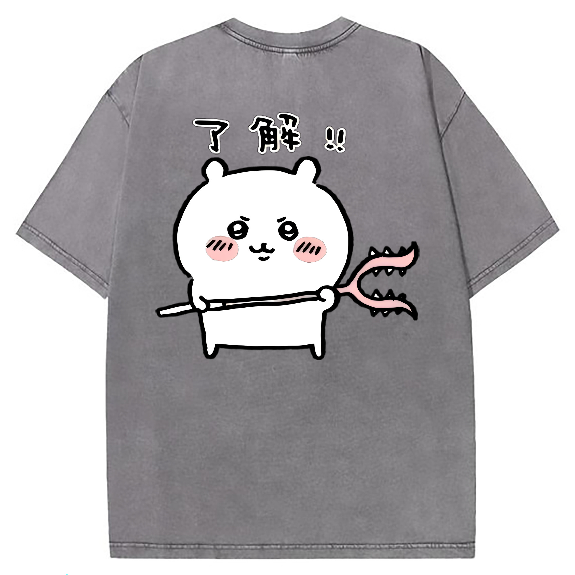 （画像用） ちいかわ ちいかわ Chii-kawa chiikawa 綿100% ヴィンテージ風 半袖Tシャツ（背面プリント）