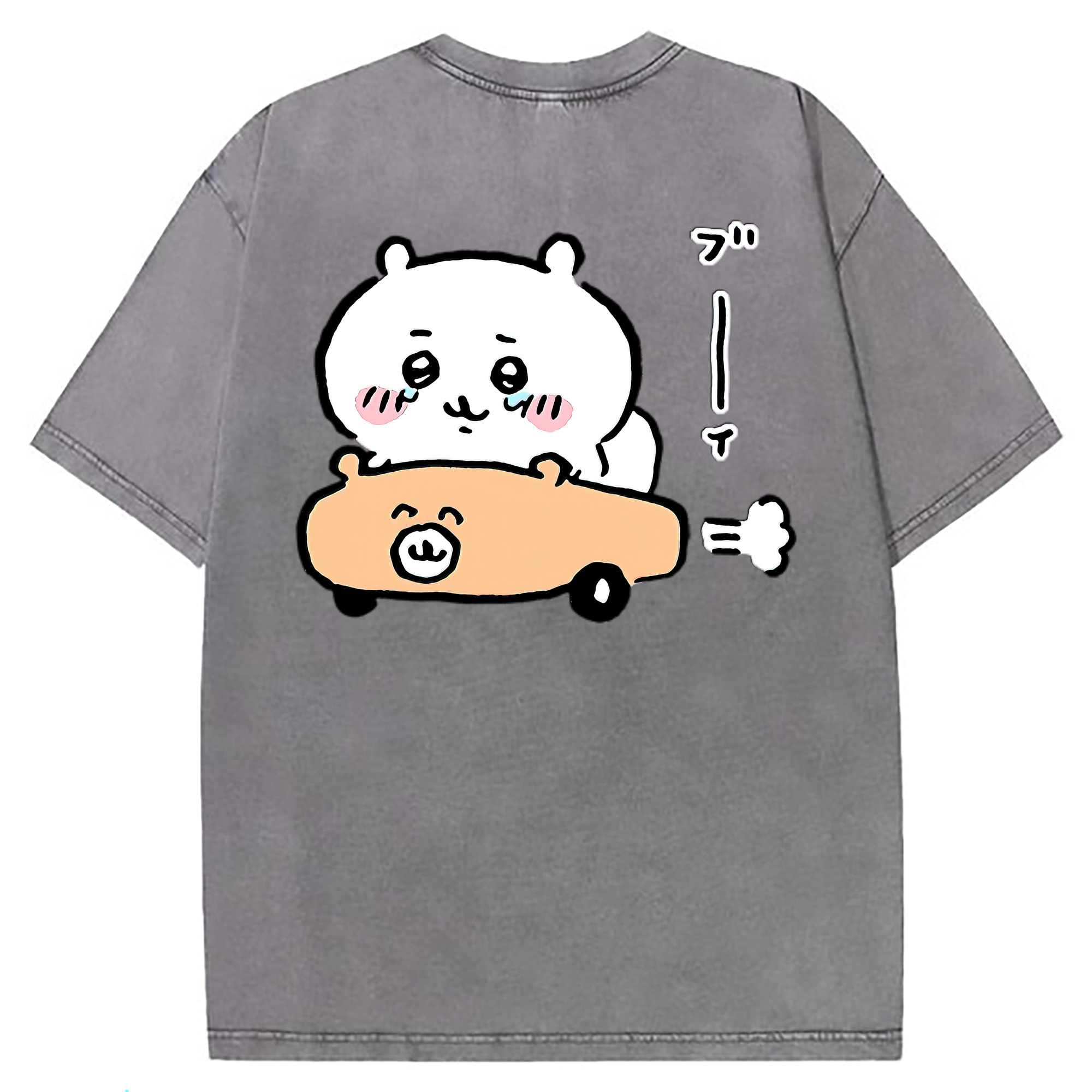 （画像用） ちいかわ ちいかわ Chii-kawa chiikawa 綿100% ヴィンテージ風 半袖Tシャツ（背面プリント）