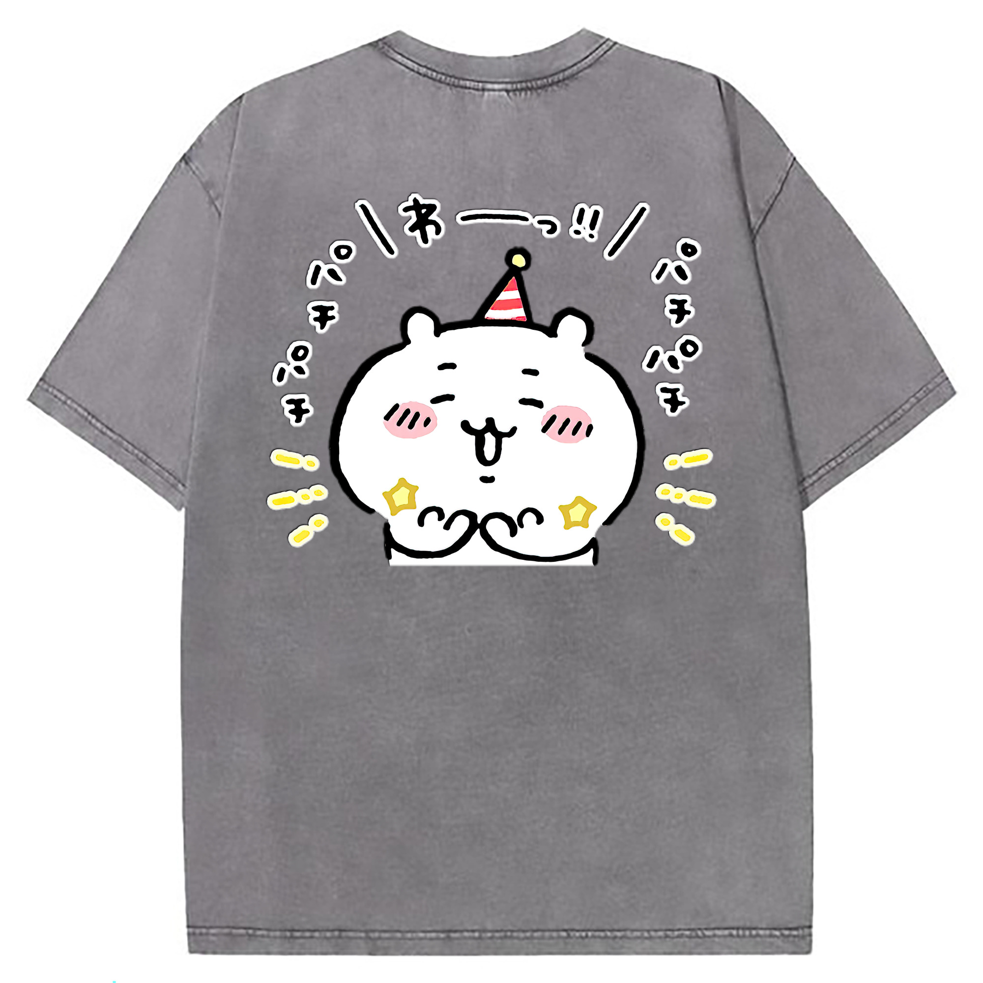 （画像用） ちいかわ ちいかわ Chii-kawa chiikawa 綿100% ヴィンテージ風 半袖Tシャツ（背面プリント）