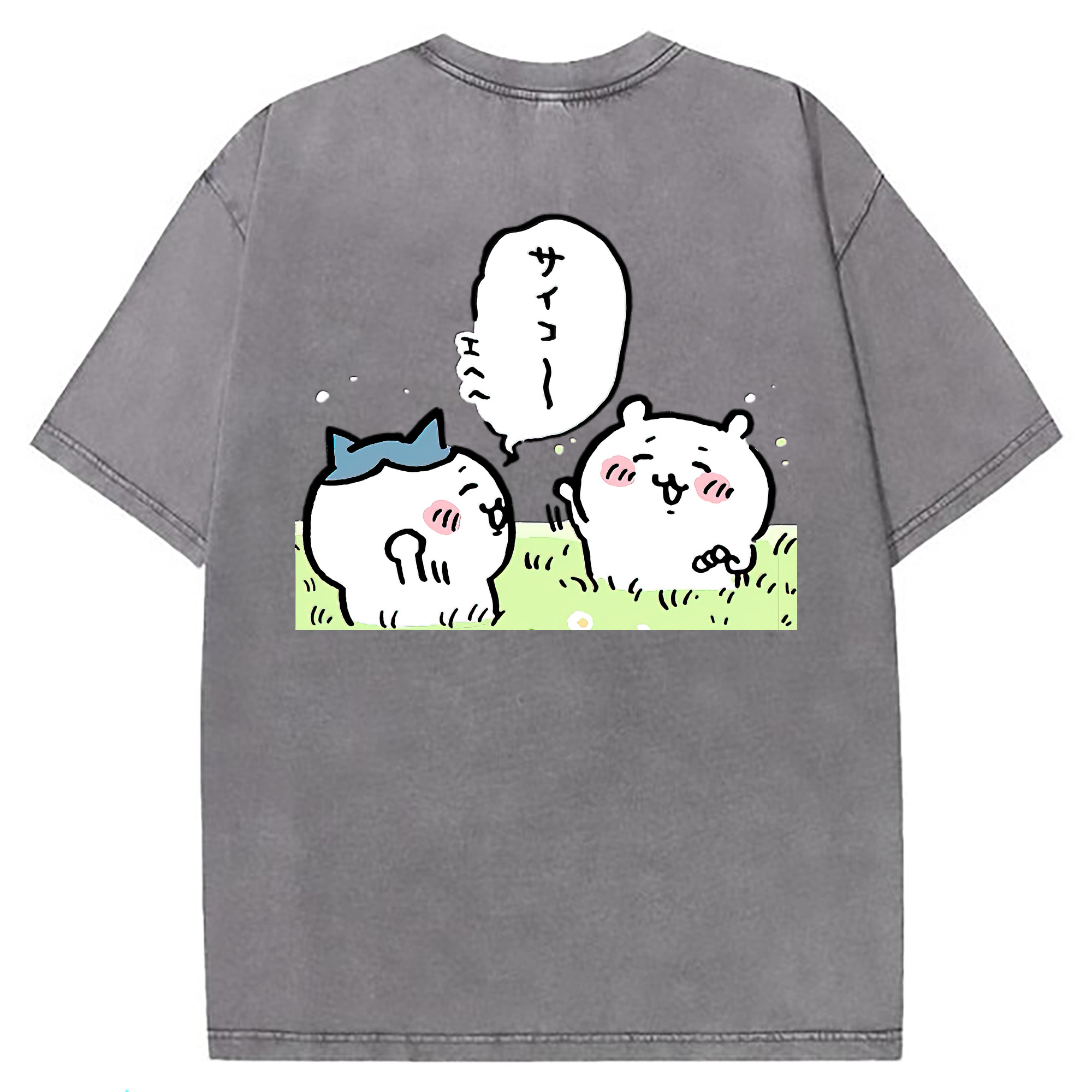 （画像用） ちいかわ ちいかわ Chii-kawa chiikawa 綿100% ヴィンテージ風 半袖Tシャツ（背面プリント）