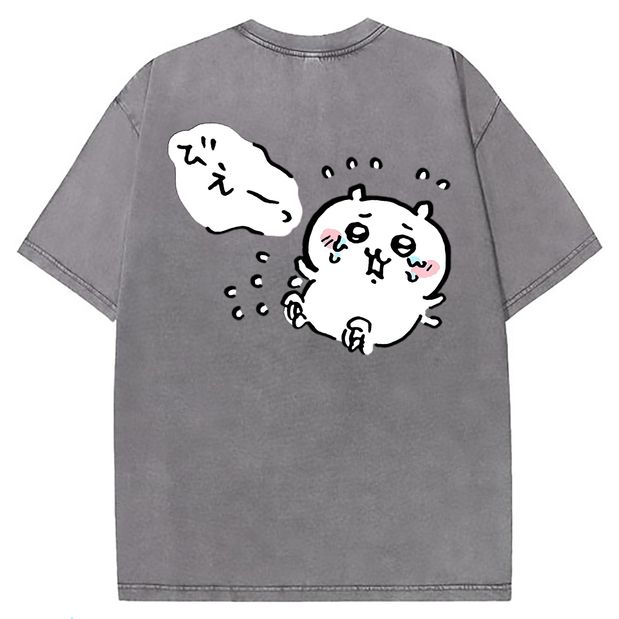 （画像用） ちいかわ ちいかわ Chii-kawa chiikawa 綿100% ヴィンテージ風 半袖Tシャツ（背面プリント）