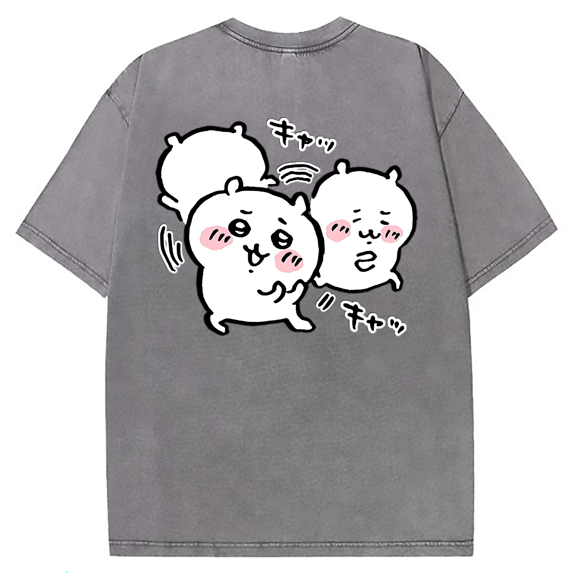 （画像用） ちいかわ ちいかわ Chii-kawa chiikawa 綿100% ヴィンテージ風 半袖Tシャツ（背面プリント）