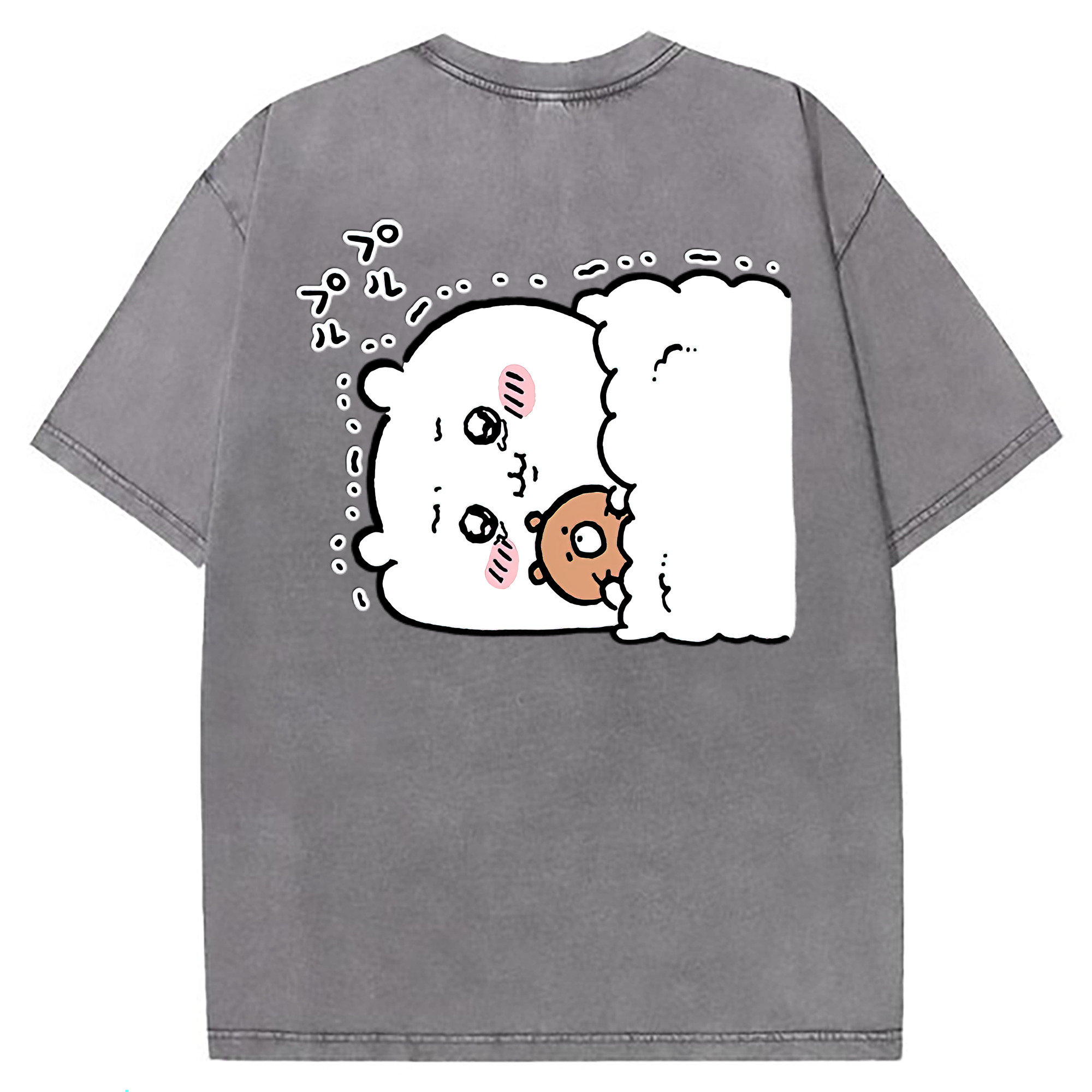 （画像用） ちいかわ ちいかわ Chii-kawa chiikawa 綿100% ヴィンテージ風 半袖Tシャツ（背面プリント）