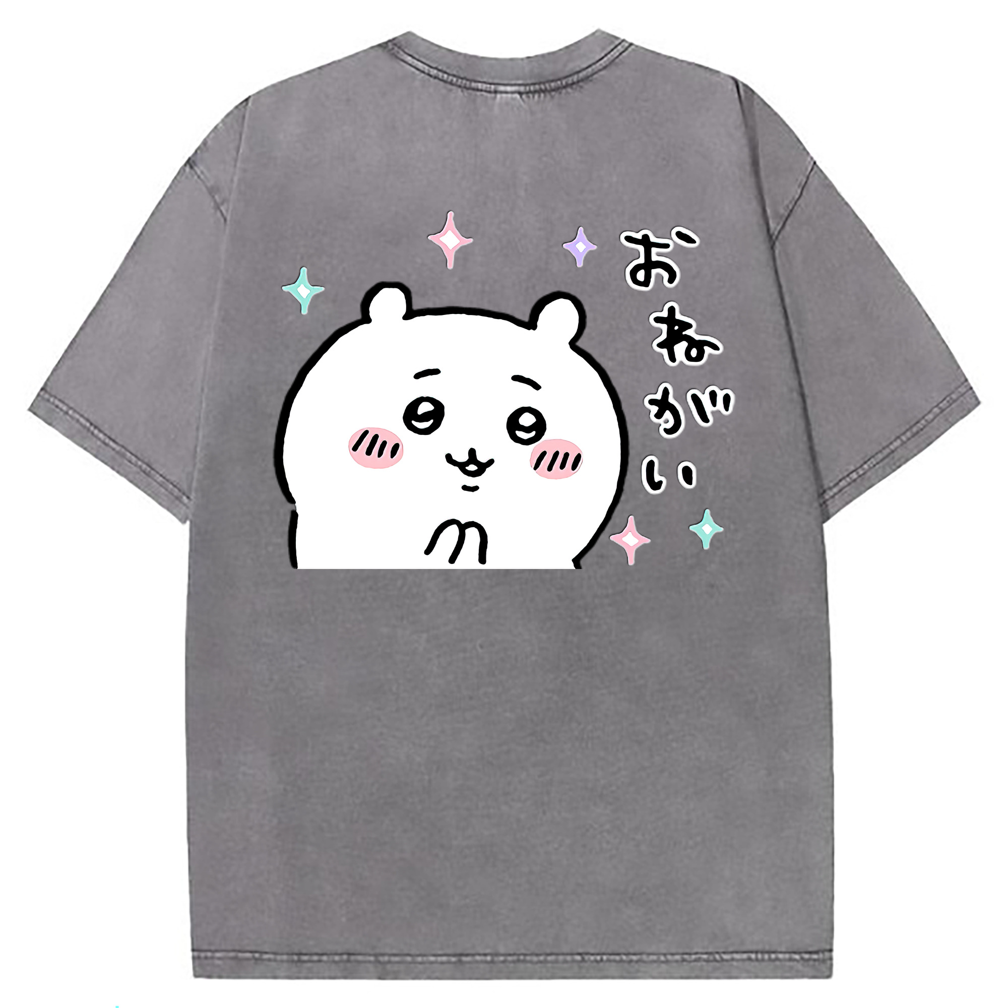 （画像用） ちいかわ ちいかわ Chii-kawa chiikawa 綿100% ヴィンテージ風 半袖Tシャツ（背面プリント）