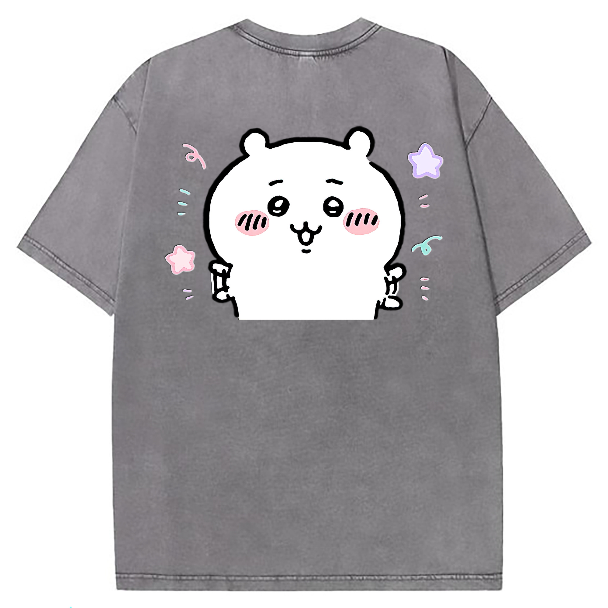 （画像用） ちいかわ ちいかわ Chii-kawa chiikawa 綿100% ヴィンテージ風 半袖Tシャツ（背面プリント）