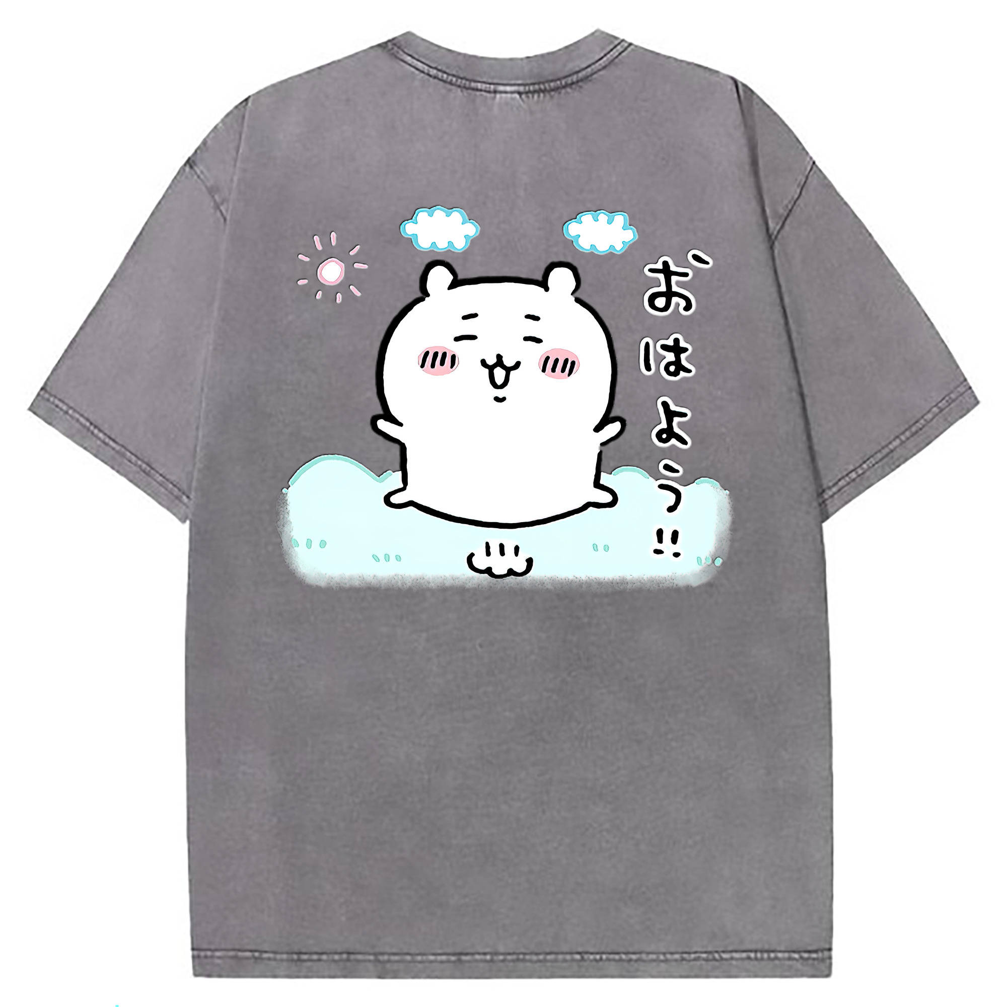 （画像用） ちいかわ ちいかわ Chii-kawa chiikawa 綿100% ヴィンテージ風 半袖Tシャツ（背面プリント）