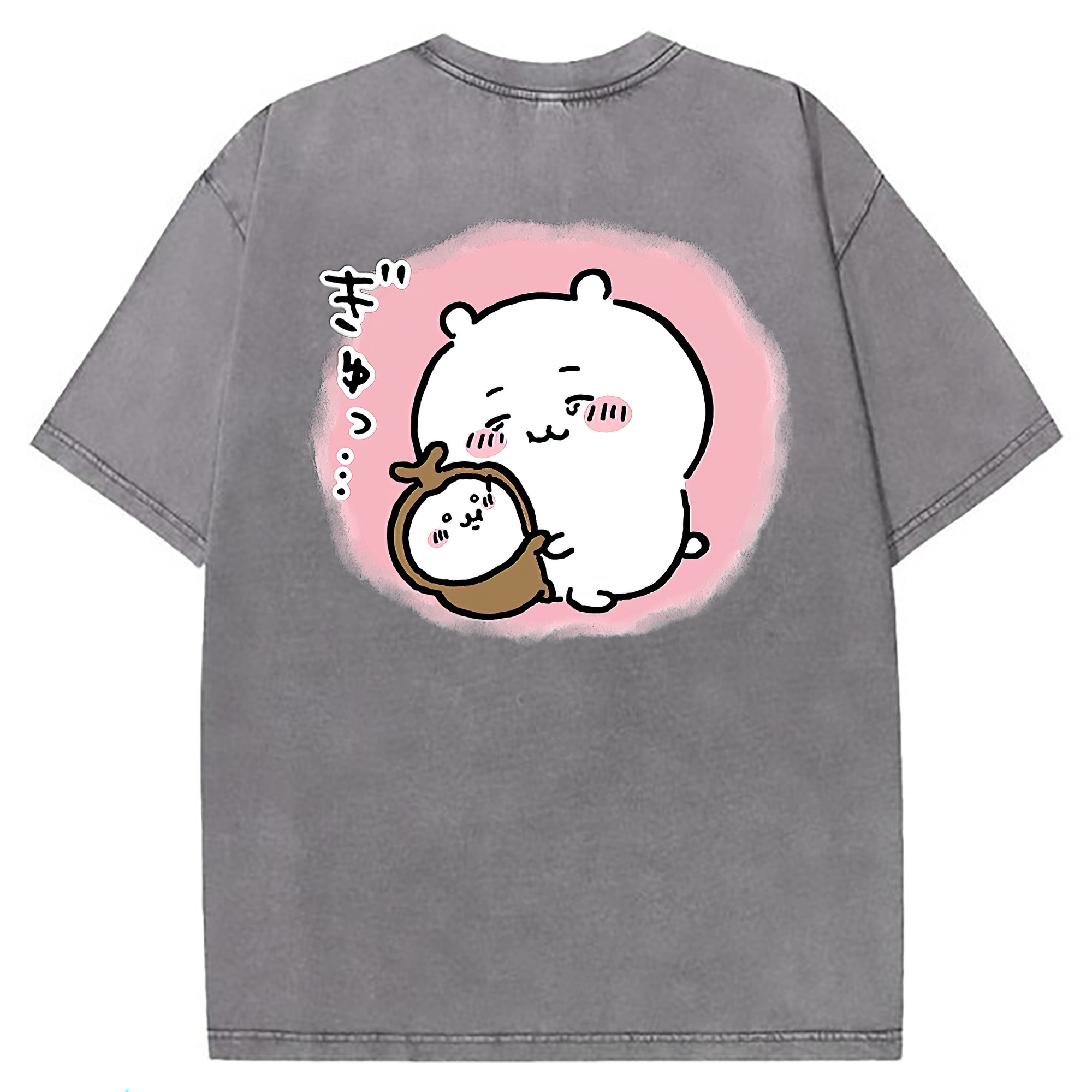 （画像用） ちいかわ ちいかわ Chii-kawa chiikawa 綿100% ヴィンテージ風 半袖Tシャツ（背面プリント）