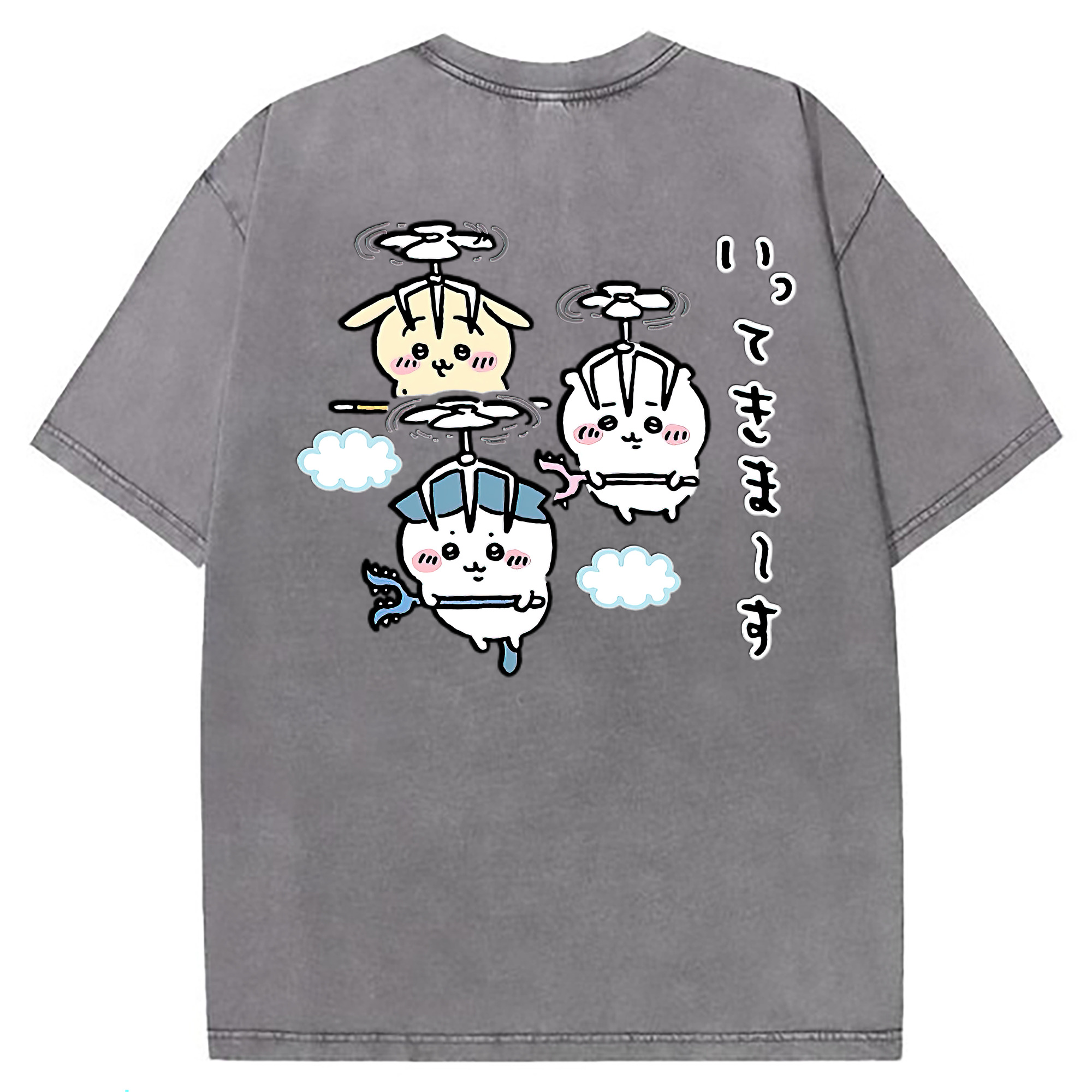 （画像用） ちいかわ ちいかわ Chii-kawa chiikawa 綿100% ヴィンテージ風 半袖Tシャツ（背面プリント）