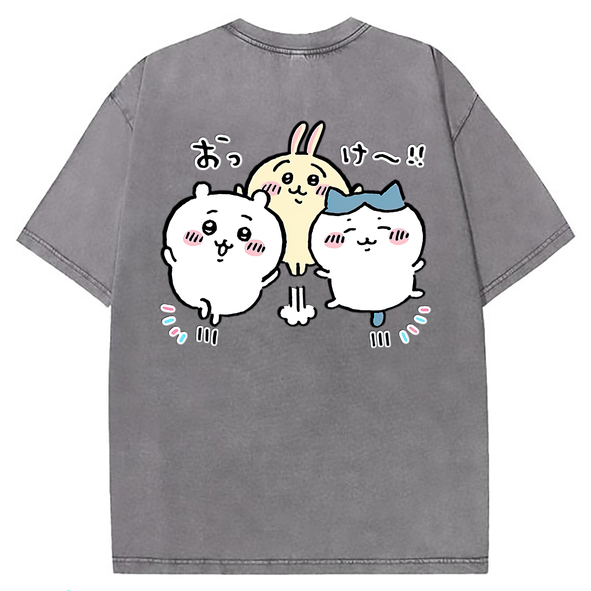 （画像用） ちいかわ ちいかわ Chii-kawa chiikawa 綿100% ヴィンテージ風 半袖Tシャツ（背面プリント）
