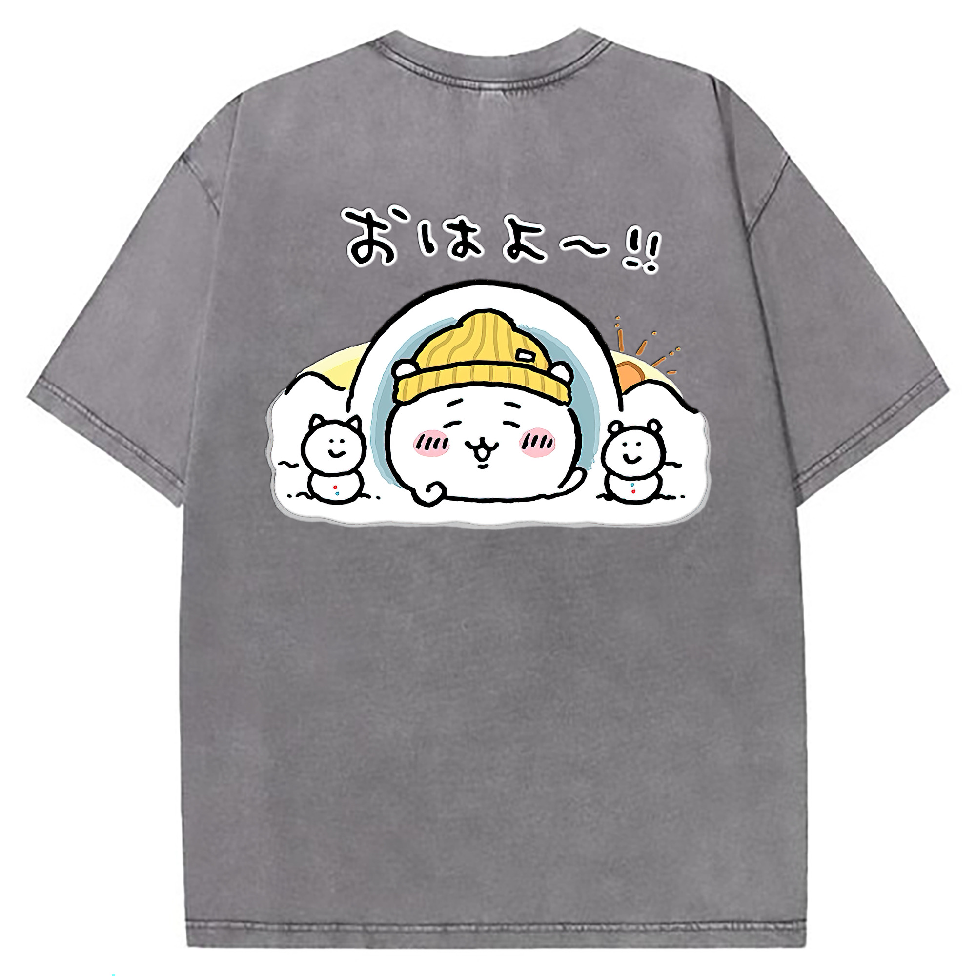（画像用） ちいかわ ちいかわ Chii-kawa chiikawa 綿100% ヴィンテージ風 半袖Tシャツ（背面プリント）