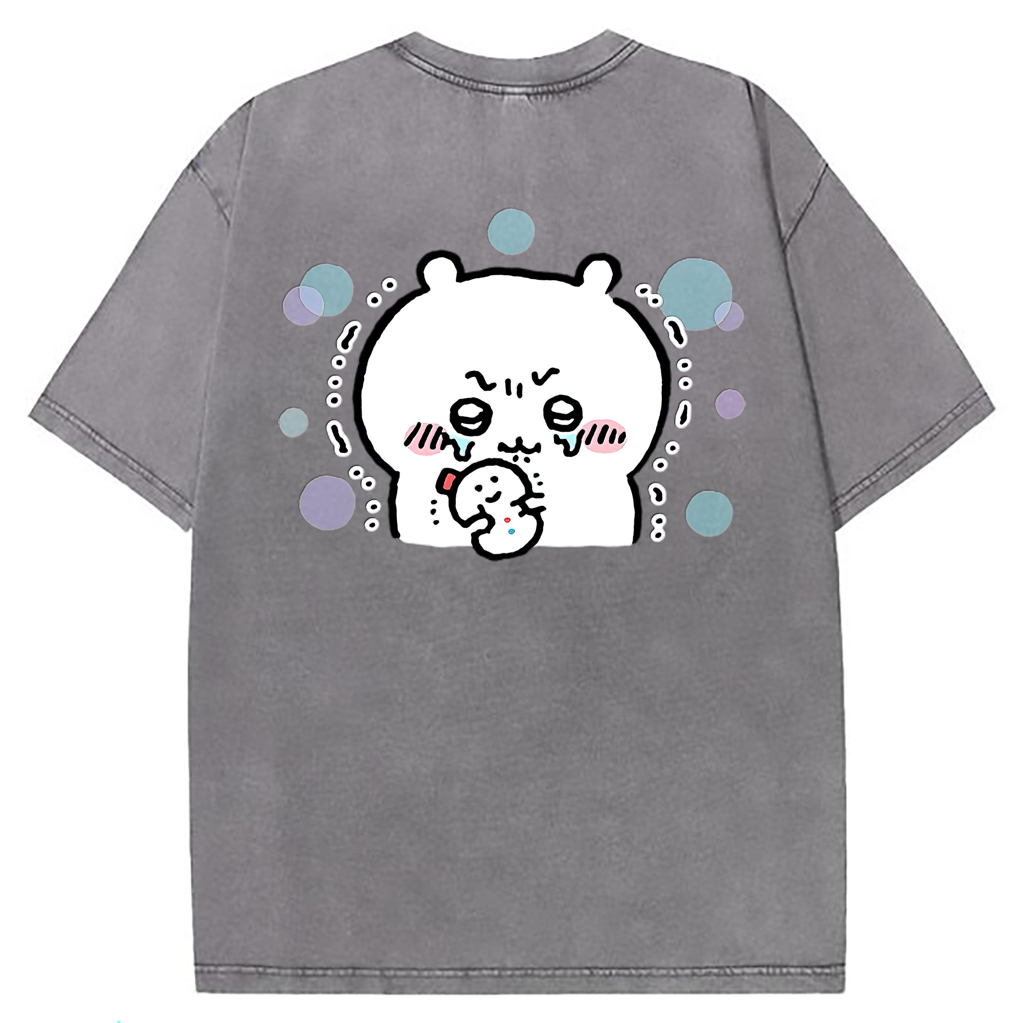 （画像用） ちいかわ ちいかわ Chii-kawa chiikawa 綿100% ヴィンテージ風 半袖Tシャツ（背面プリント）