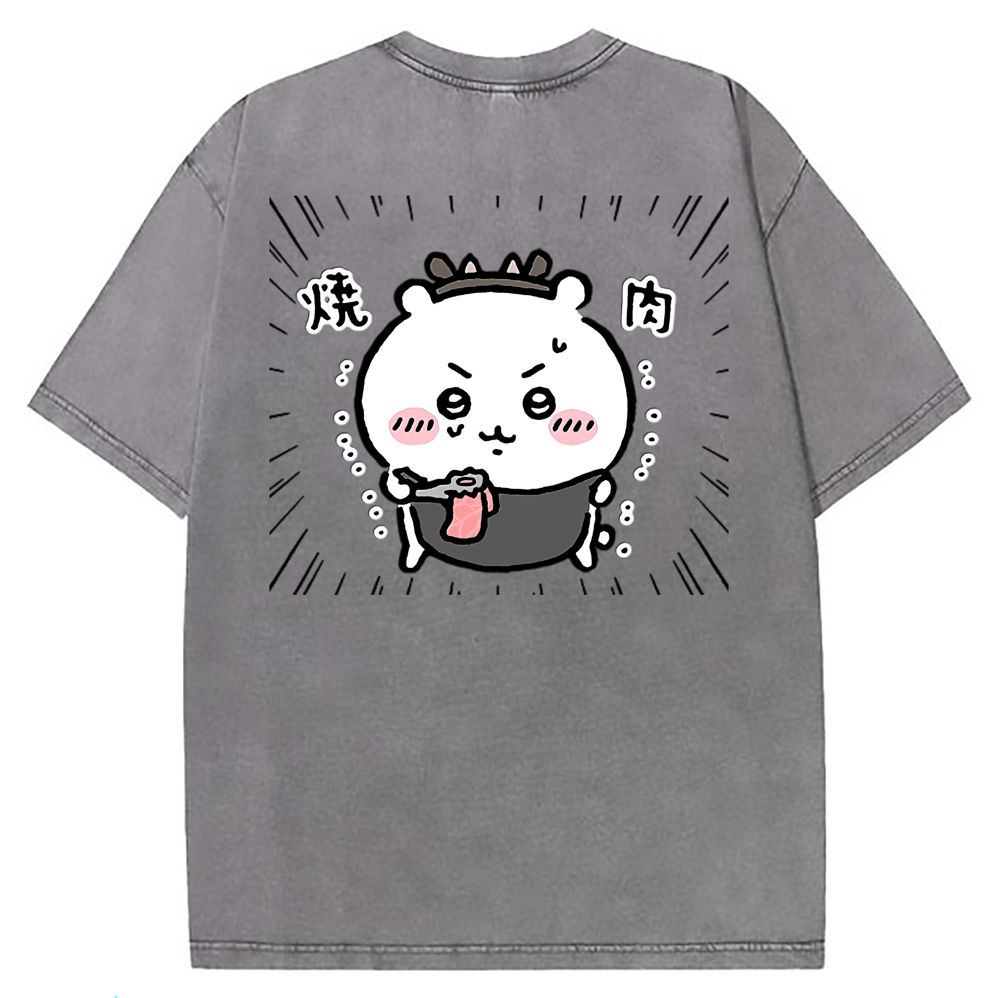 （画像用） ちいかわ ちいかわ Chii-kawa chiikawa 綿100% ヴィンテージ風 半袖Tシャツ（背面プリント）