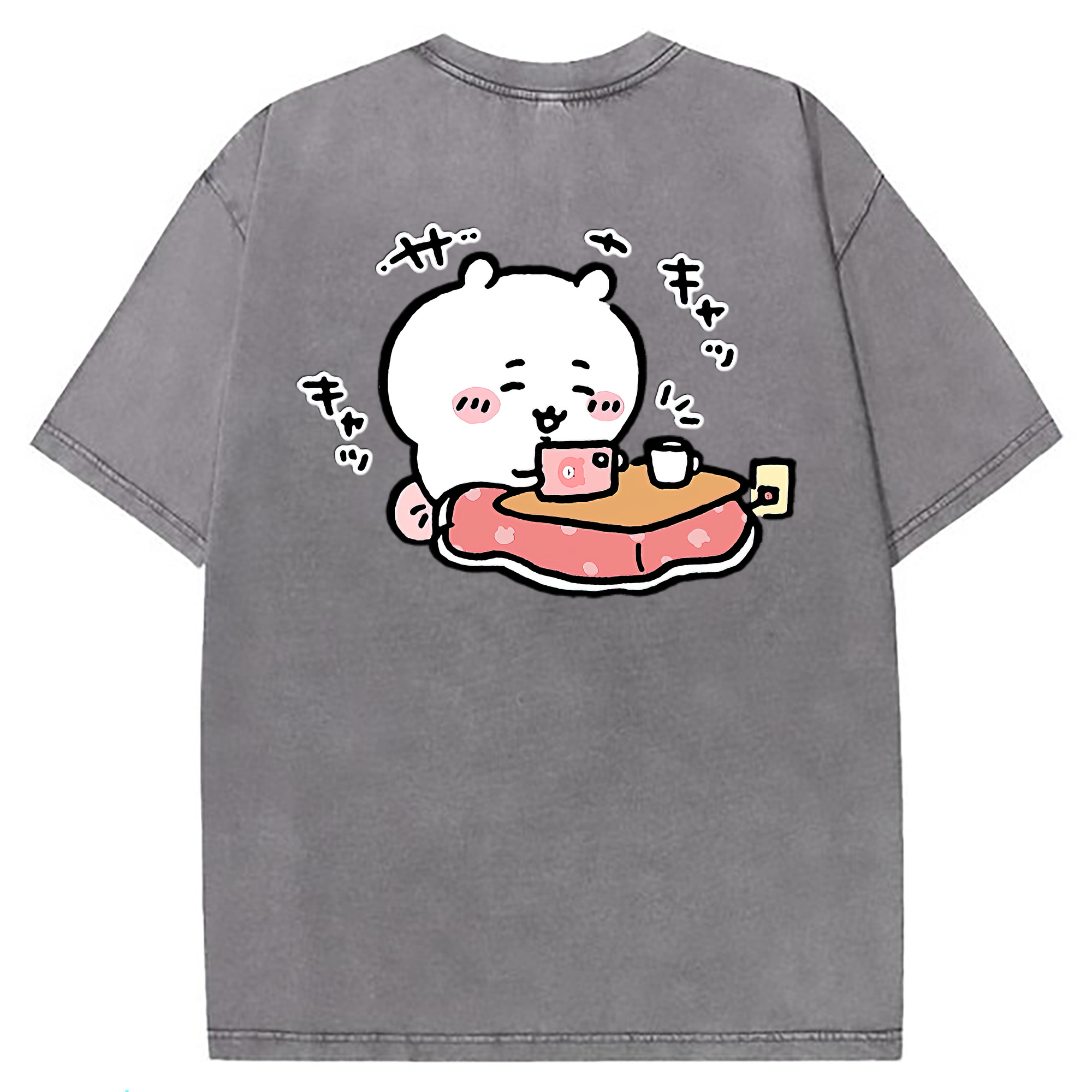 （画像用） ちいかわ ちいかわ Chii-kawa chiikawa 綿100% ヴィンテージ風 半袖Tシャツ（背面プリント）