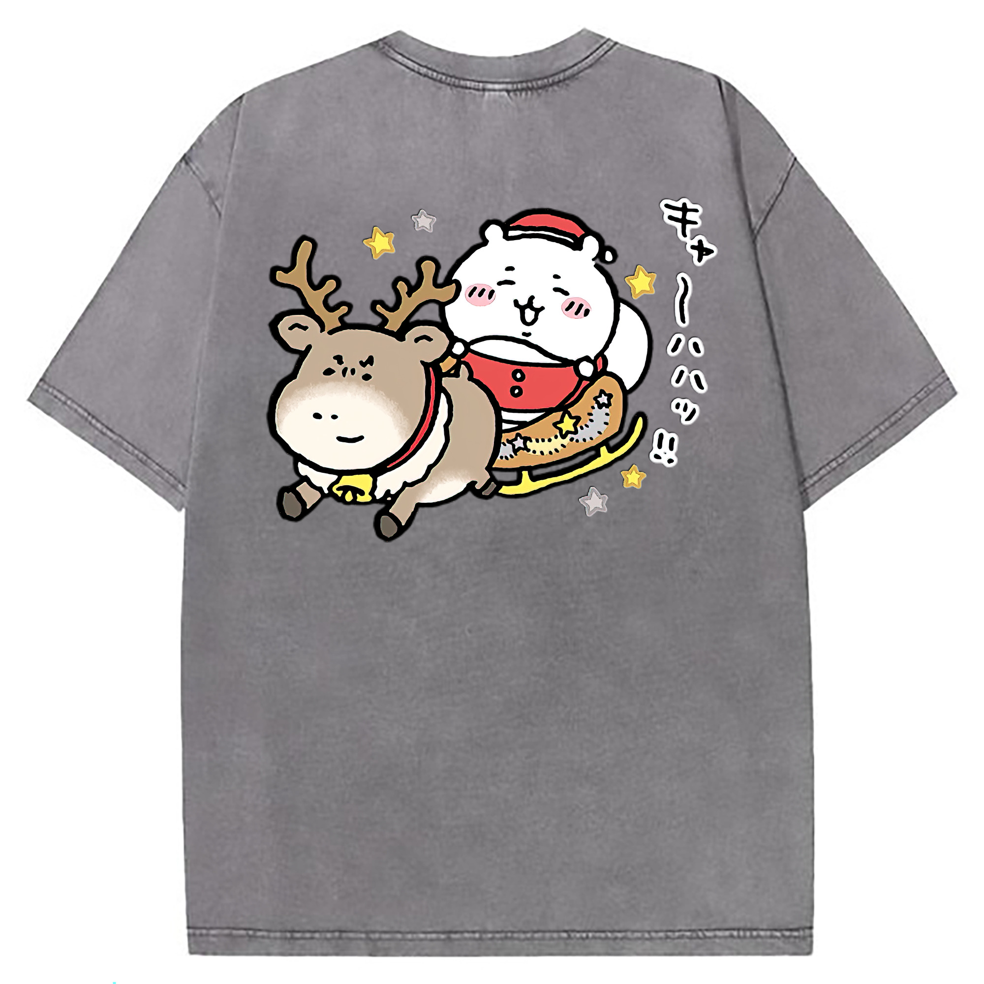 （画像用） ちいかわ ちいかわ Chii-kawa chiikawa 綿100% ヴィンテージ風 半袖Tシャツ（背面プリント）