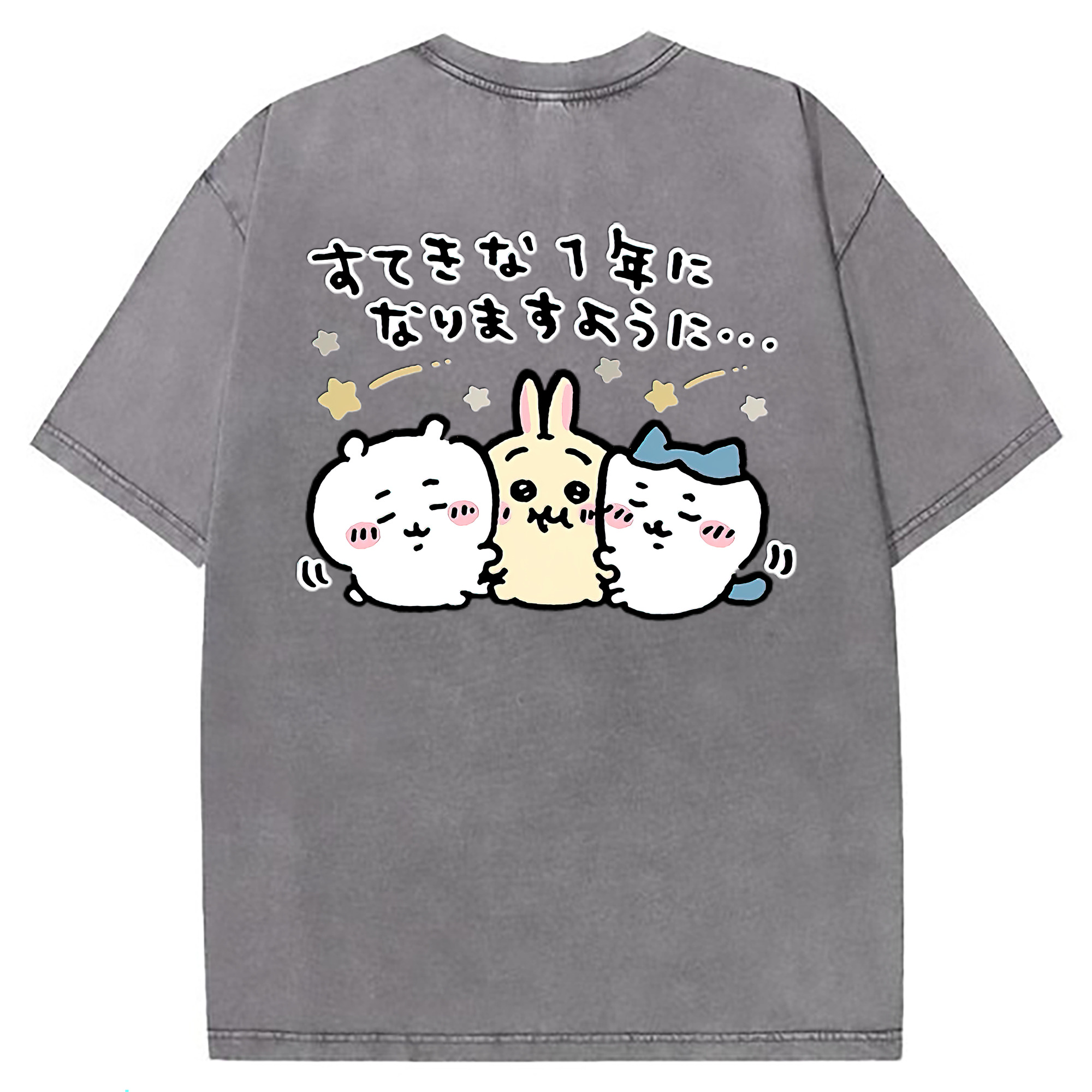 （画像用） ちいかわ ちいかわ Chii-kawa chiikawa 綿100% ヴィンテージ風 半袖Tシャツ（背面プリント）