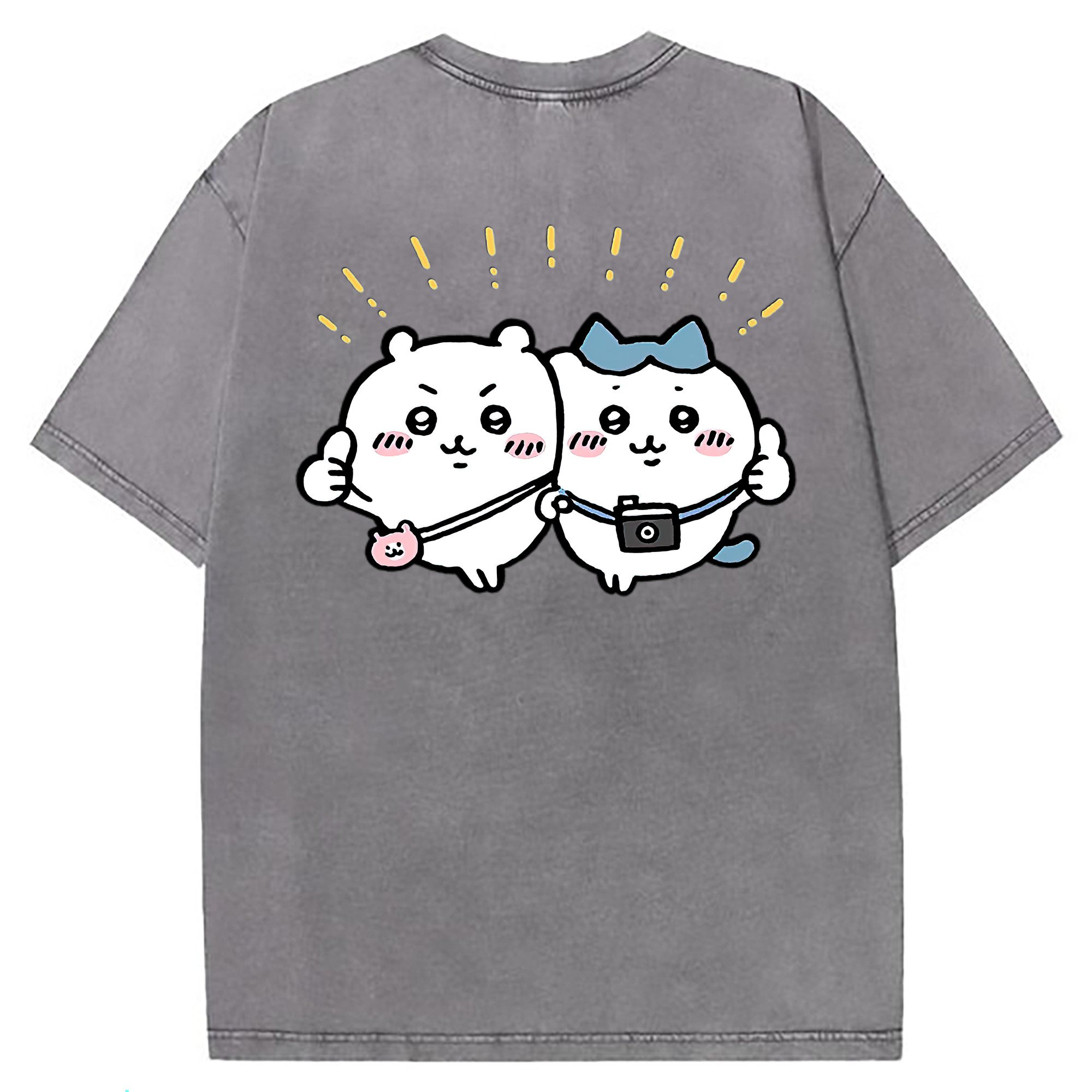（画像用） ちいかわ ちいかわ Chii-kawa chiikawa 綿100% ヴィンテージ風 半袖Tシャツ（背面プリント）