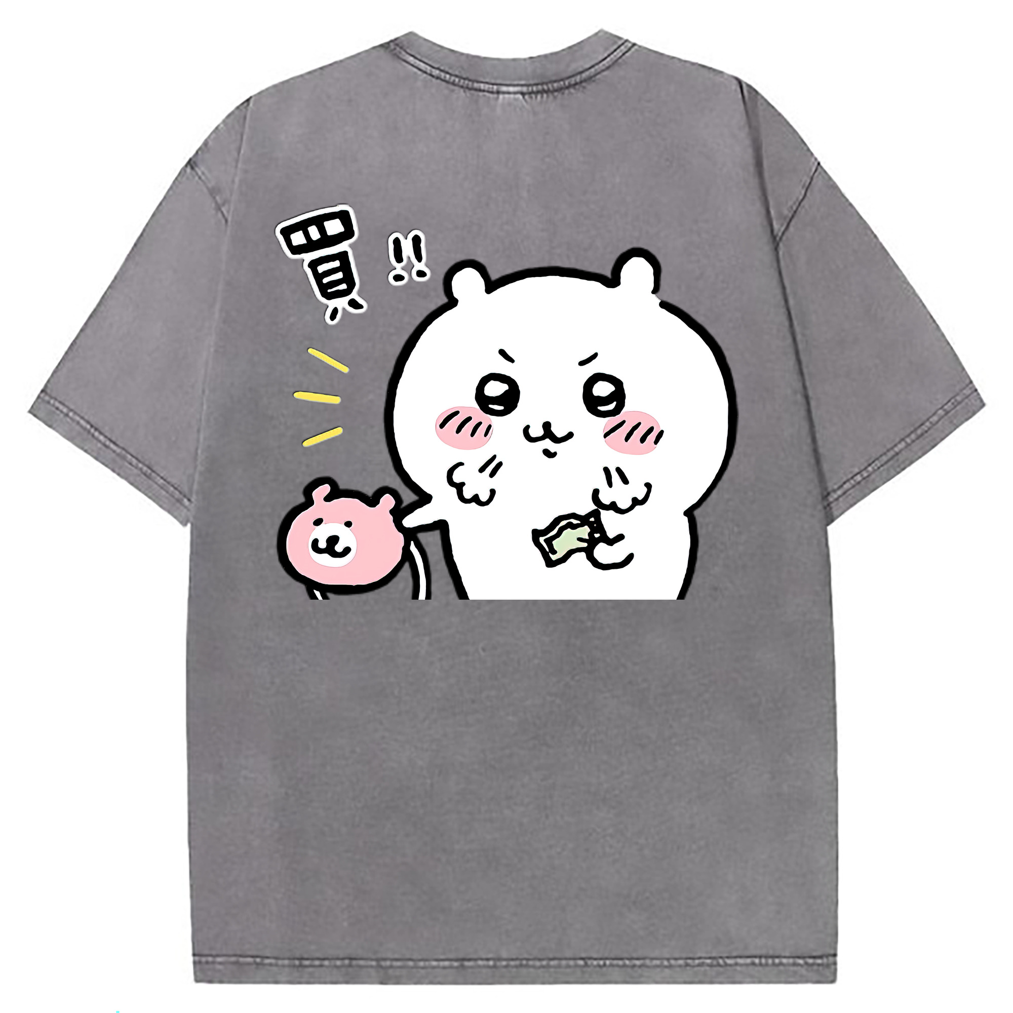 （画像用） ちいかわ ちいかわ Chii-kawa chiikawa 綿100% ヴィンテージ風 半袖Tシャツ（背面プリント）