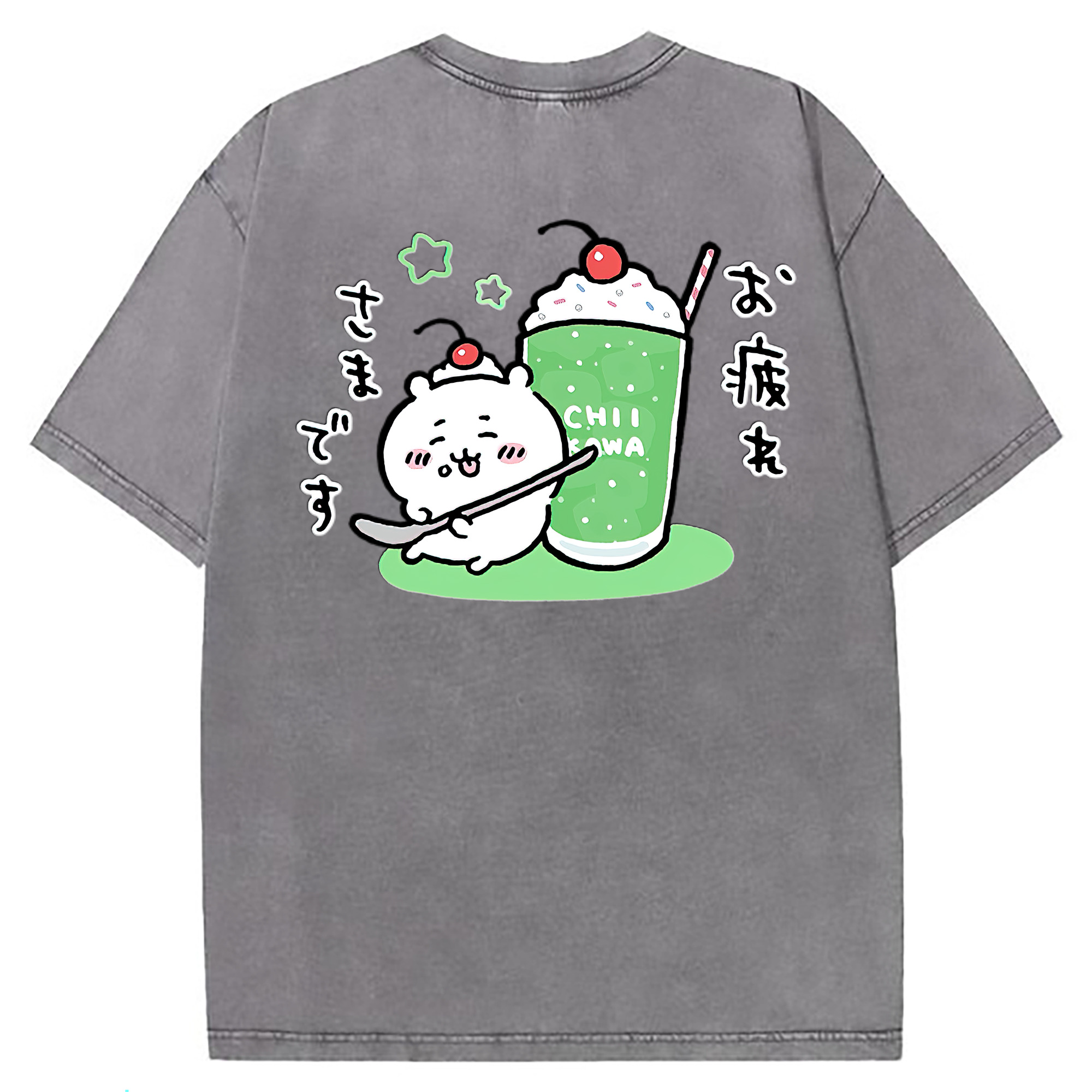 （画像用） ちいかわ ちいかわ Chii-kawa chiikawa 綿100% ヴィンテージ風 半袖Tシャツ（背面プリント）