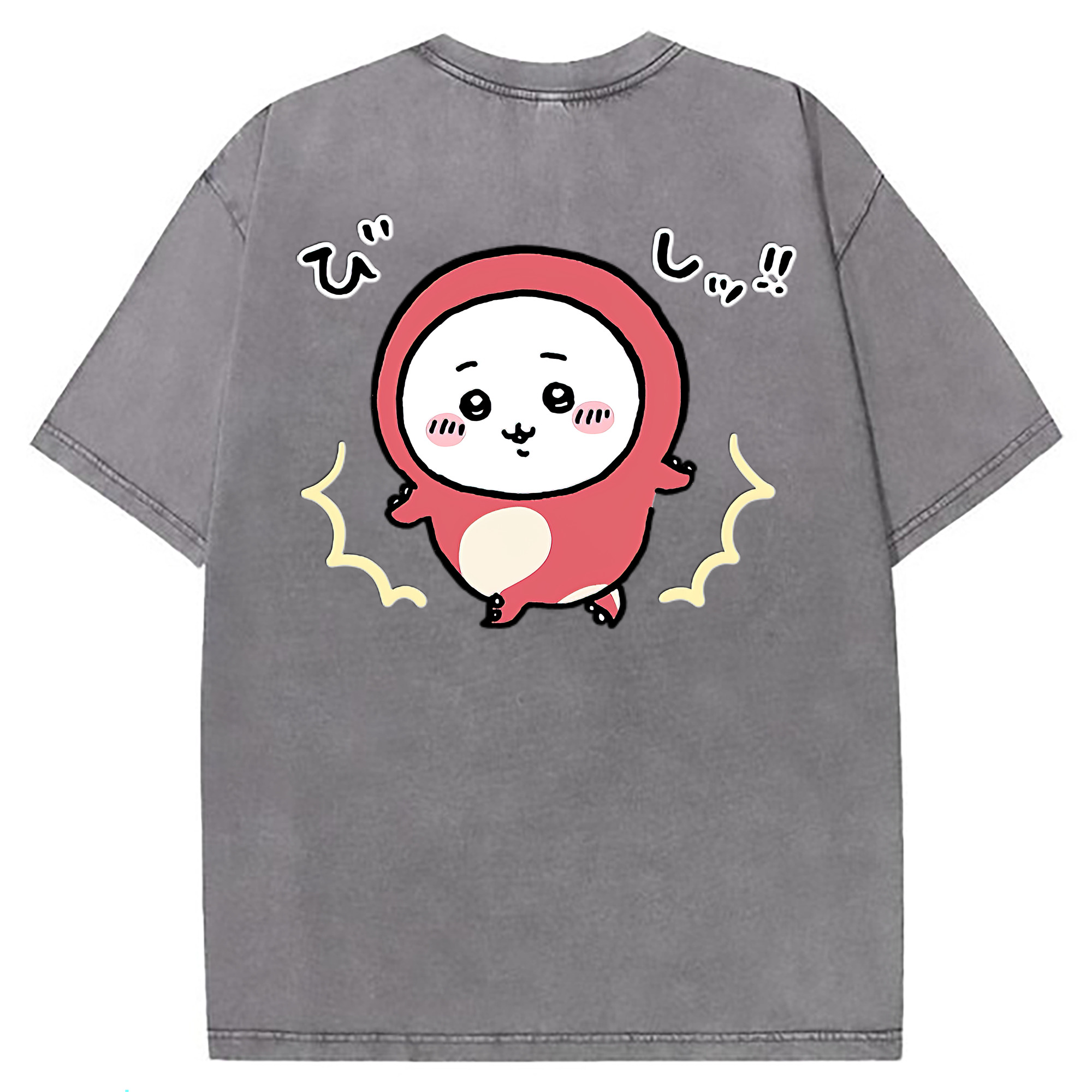 （画像用） ちいかわ ちいかわ Chii-kawa chiikawa 綿100% ヴィンテージ風 半袖Tシャツ（背面プリント）