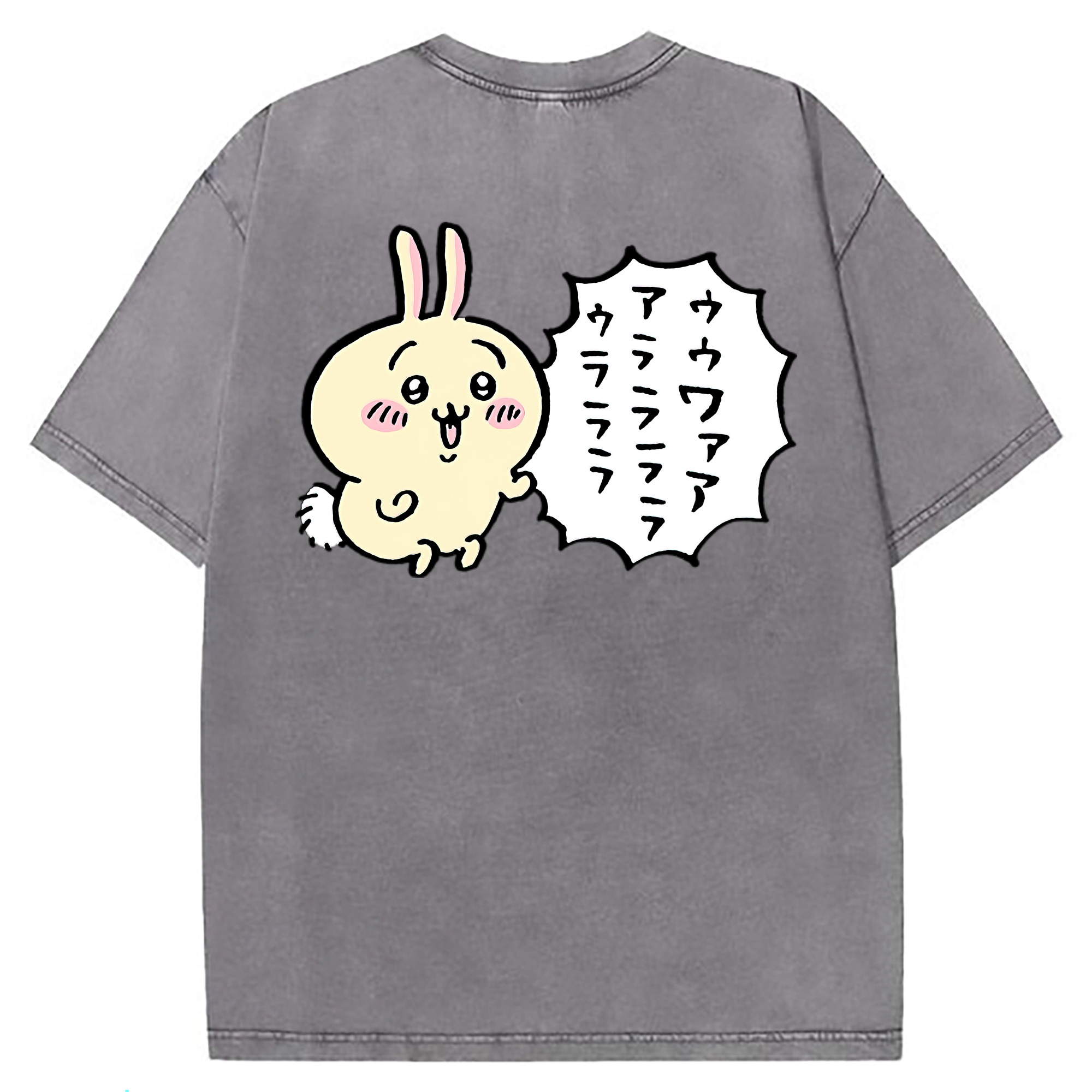 （画像用） ちいかわ うさぎ Chii-kawa usagi 綿100% ヴィンテージ風 半袖Tシャツ（背面プリント）