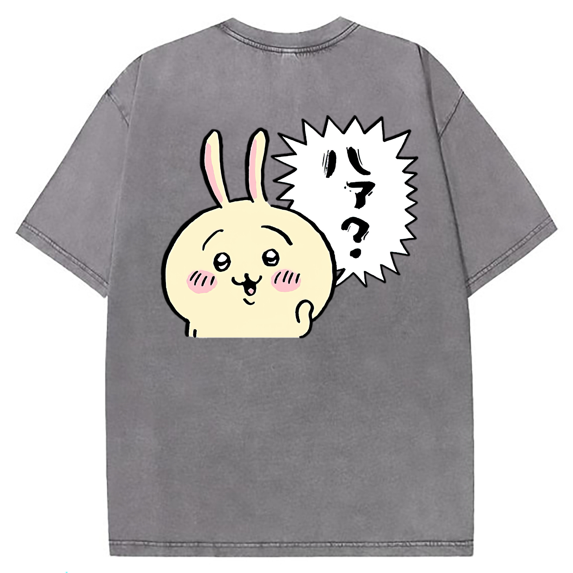 （画像用） ちいかわ うさぎ Chii-kawa usagi 綿100% ヴィンテージ風 半袖Tシャツ（背面プリント）