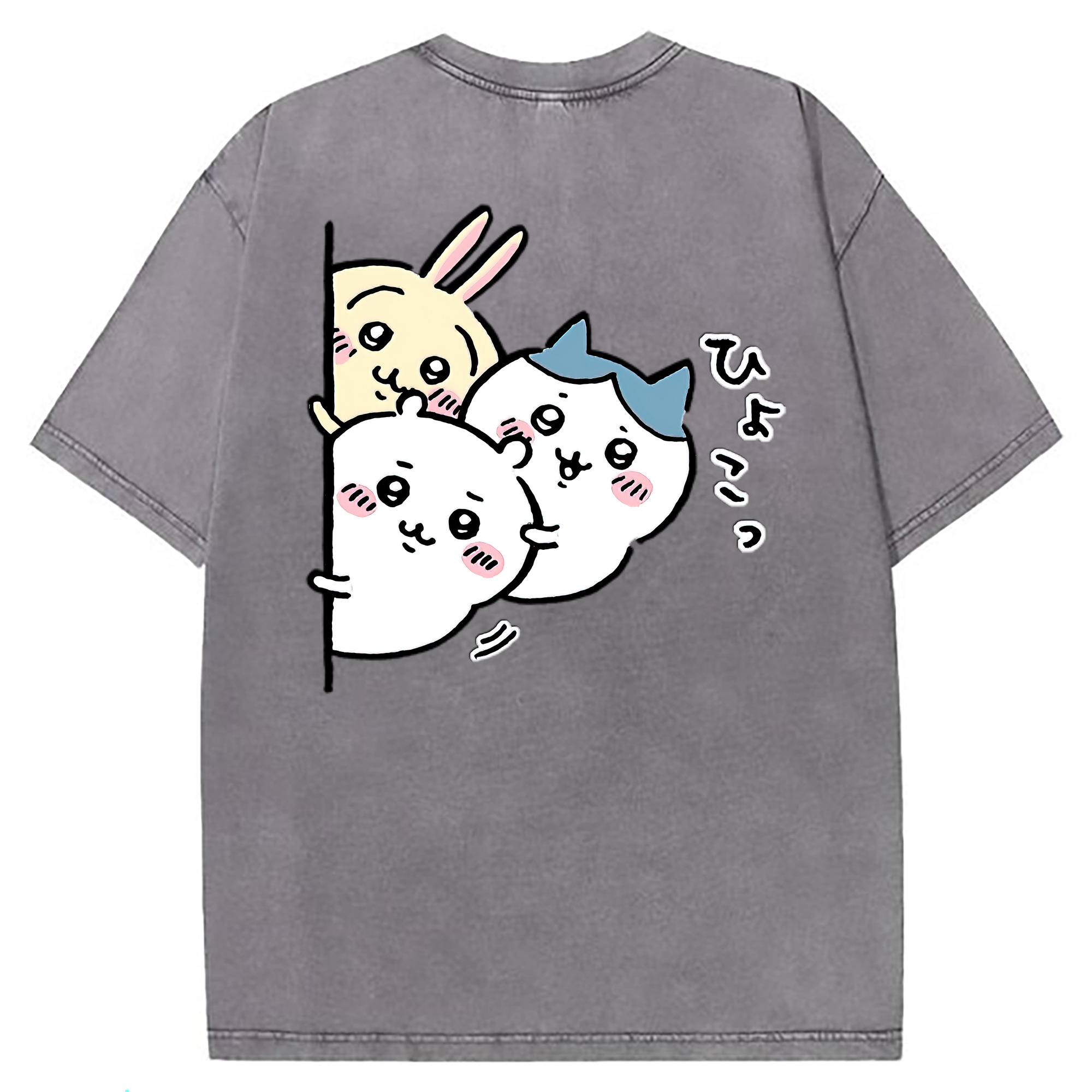 （画像用） ちいかわ うさぎ Chii-kawa usagi 綿100% ヴィンテージ風 半袖Tシャツ（背面プリント）