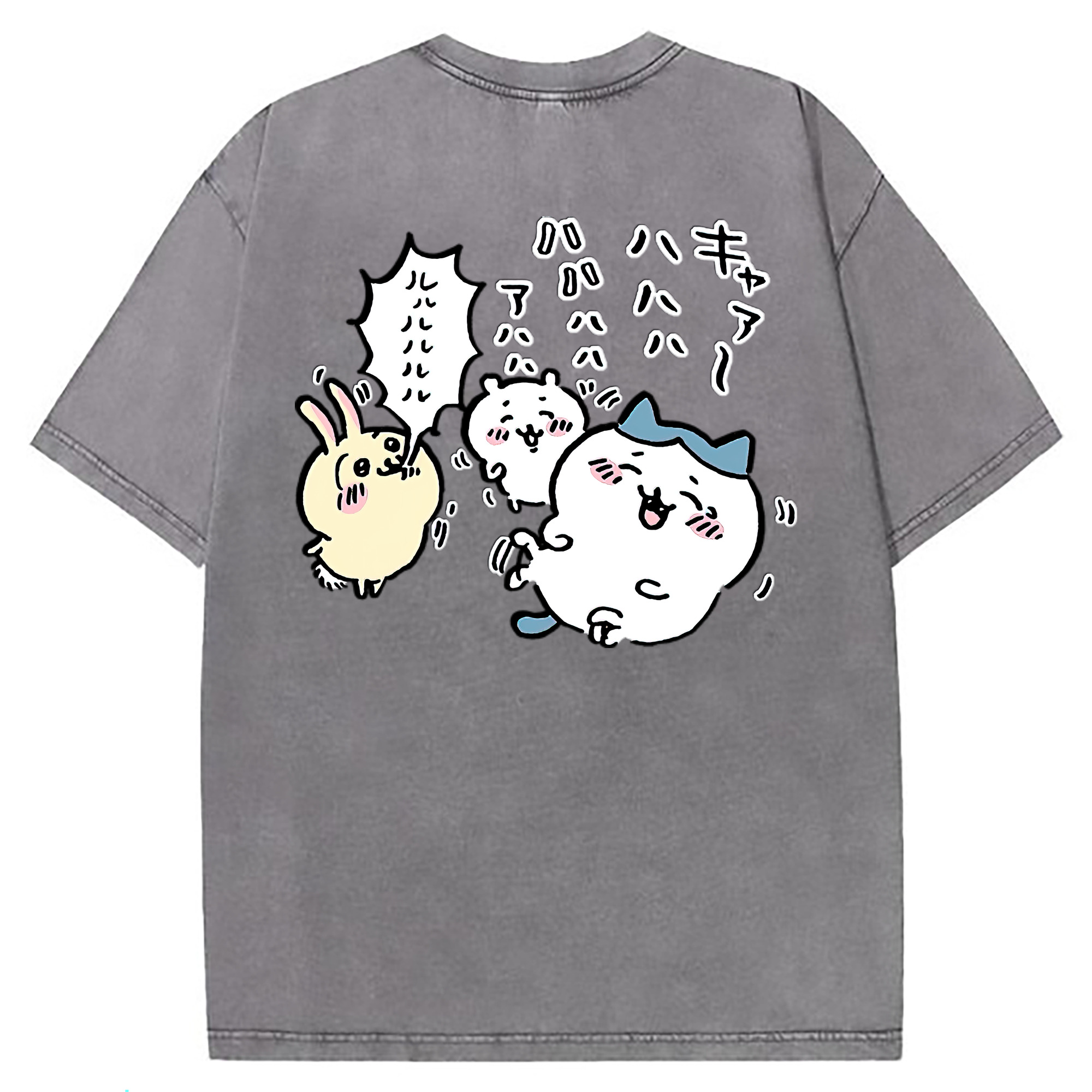 （画像用） ちいかわ うさぎ Chii-kawa usagi 綿100% ヴィンテージ風 半袖Tシャツ（背面プリント）
