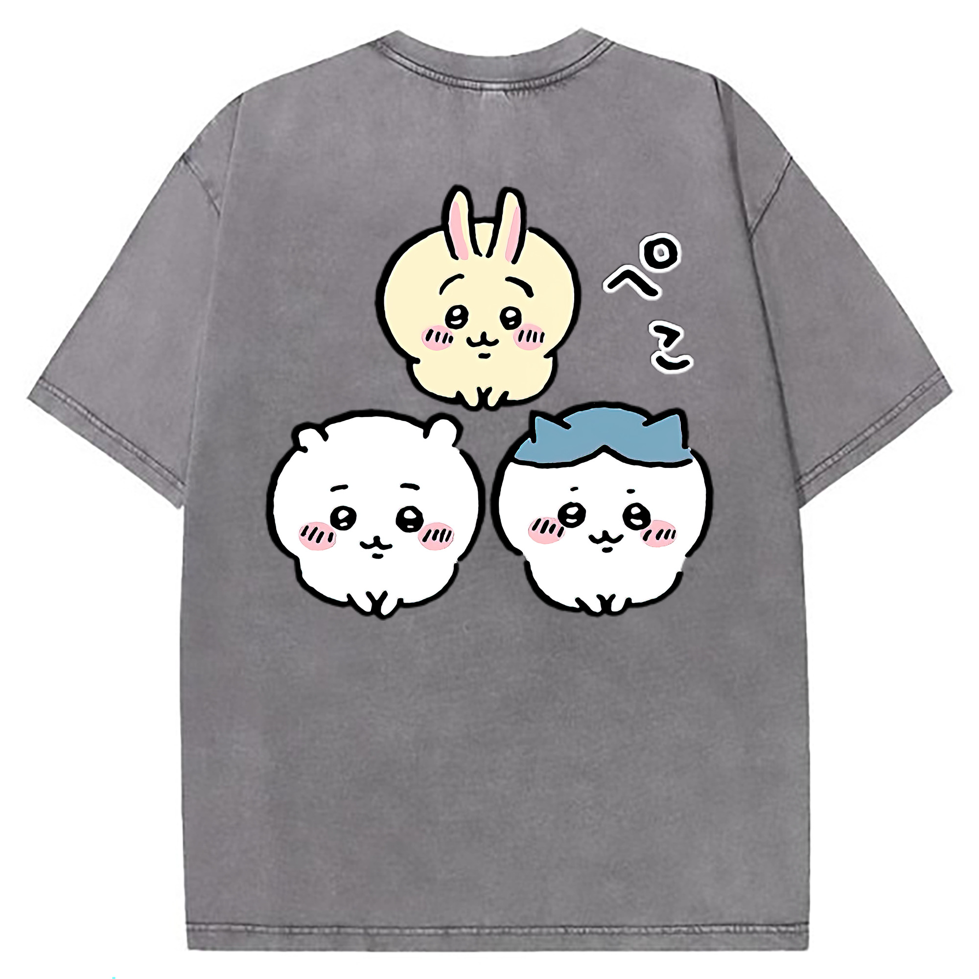 （画像用） ちいかわ うさぎ Chii-kawa usagi 綿100% ヴィンテージ風 半袖Tシャツ（背面プリント）