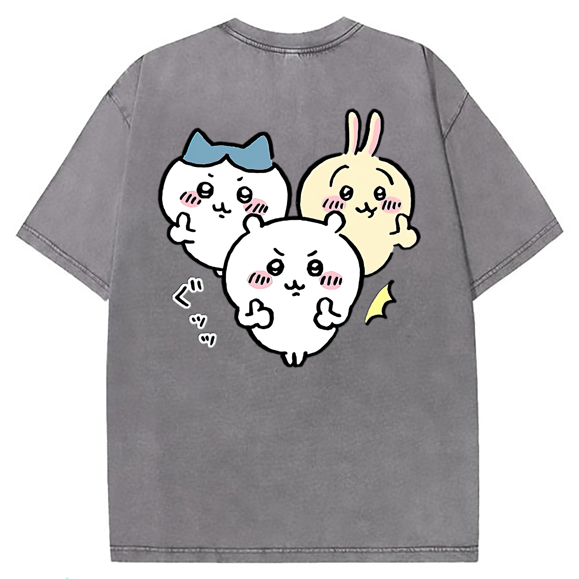 （画像用） ちいかわ うさぎ Chii-kawa usagi 綿100% ヴィンテージ風 半袖Tシャツ（背面プリント）