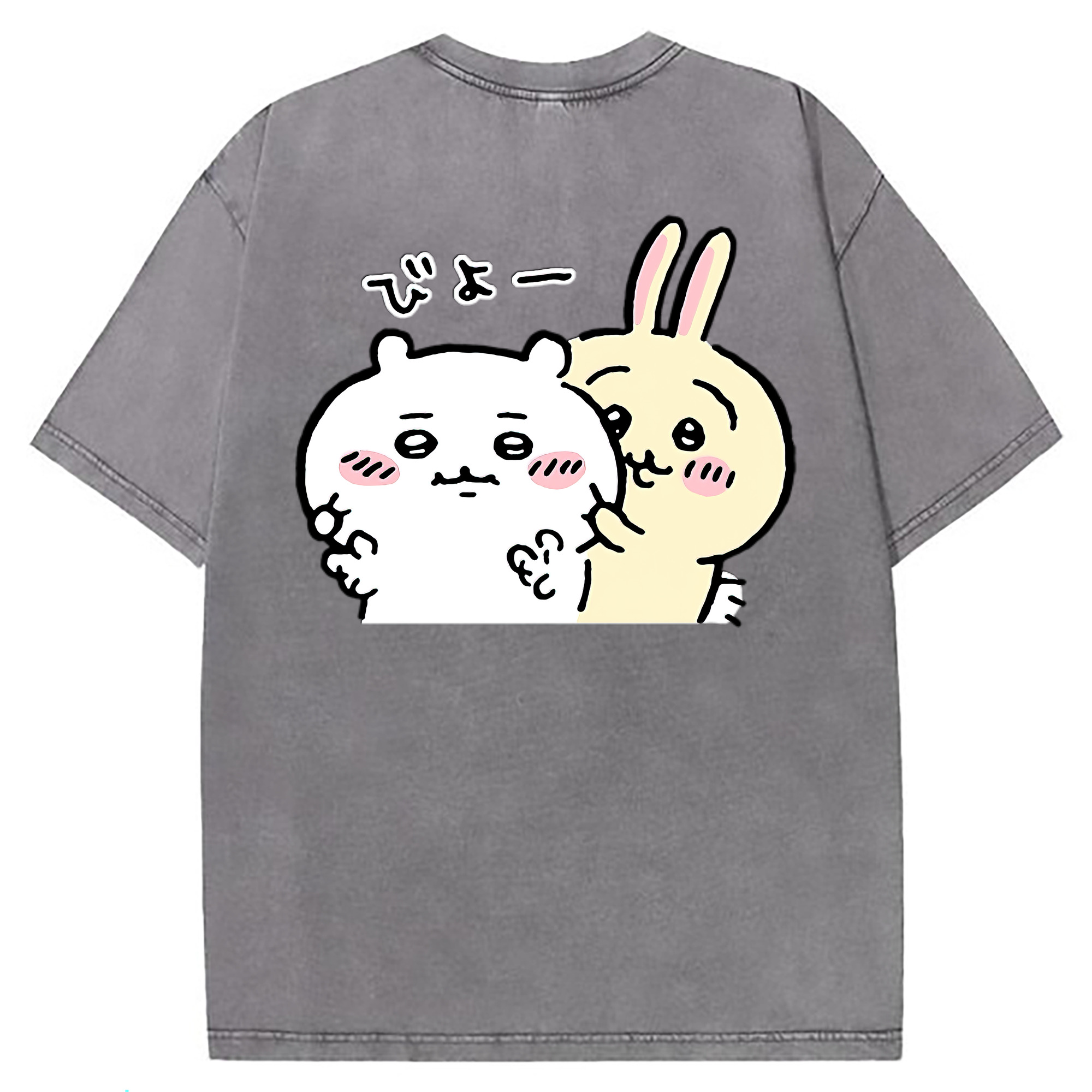 （画像用） ちいかわ うさぎ Chii-kawa usagi 綿100% ヴィンテージ風 半袖Tシャツ（背面プリント）