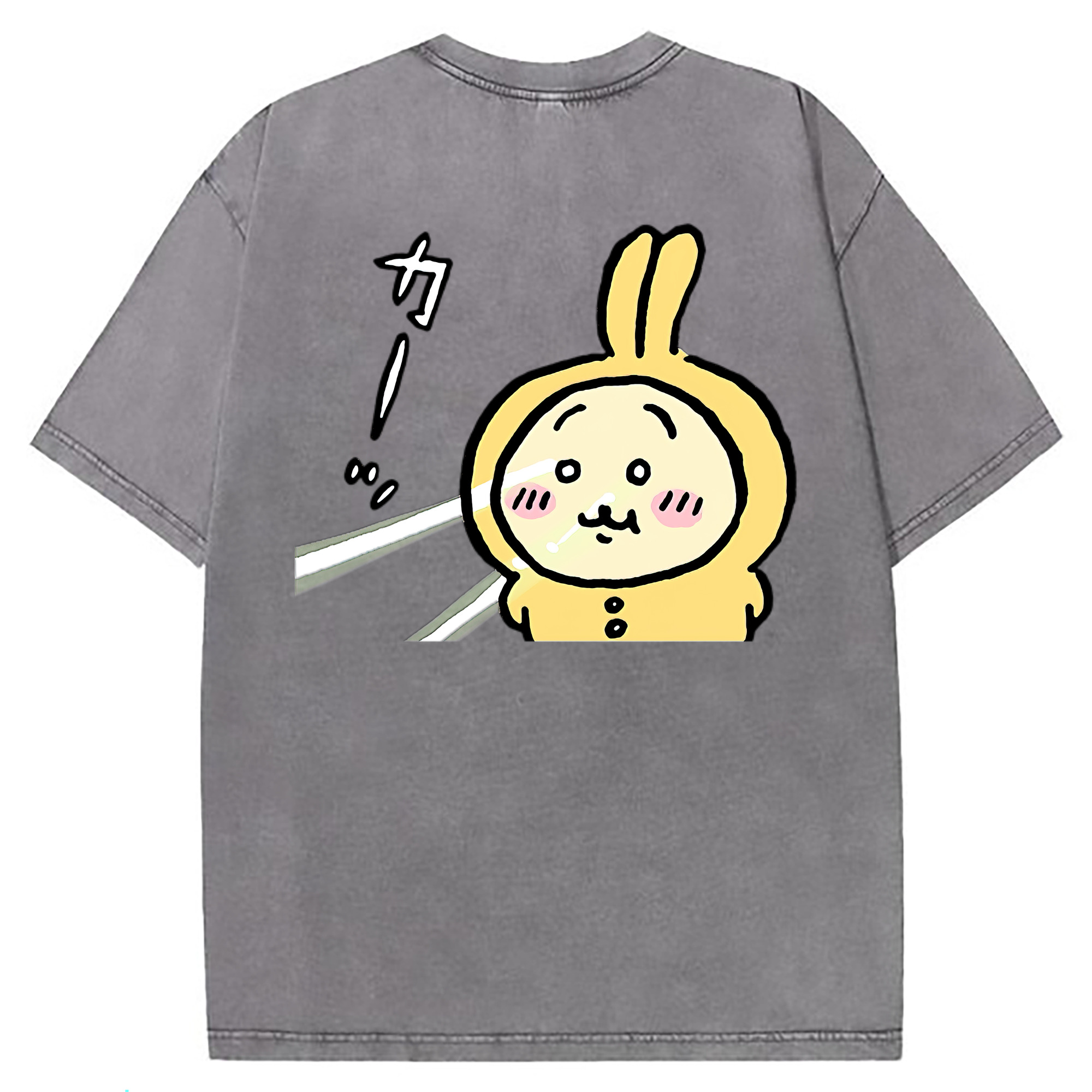 （画像用） ちいかわ うさぎ Chii-kawa usagi 綿100% ヴィンテージ風 半袖Tシャツ（背面プリント）